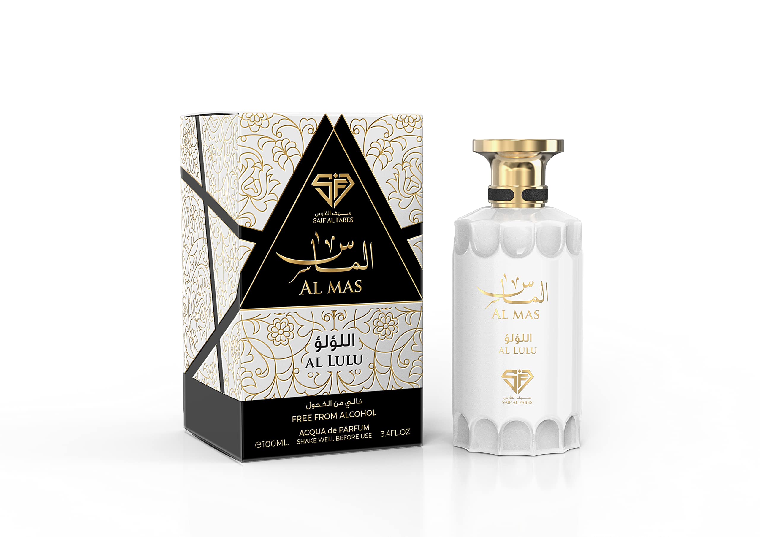 Saif Al Fares Al Mas Al Lulu Perfume | Unisex Long Lasting Alcohol-Free Spray | Bergamot & Pink Pepper Head Notes | Exotic Scented & Fresh Body Mist With Luxurious Fragrance | 100 ml