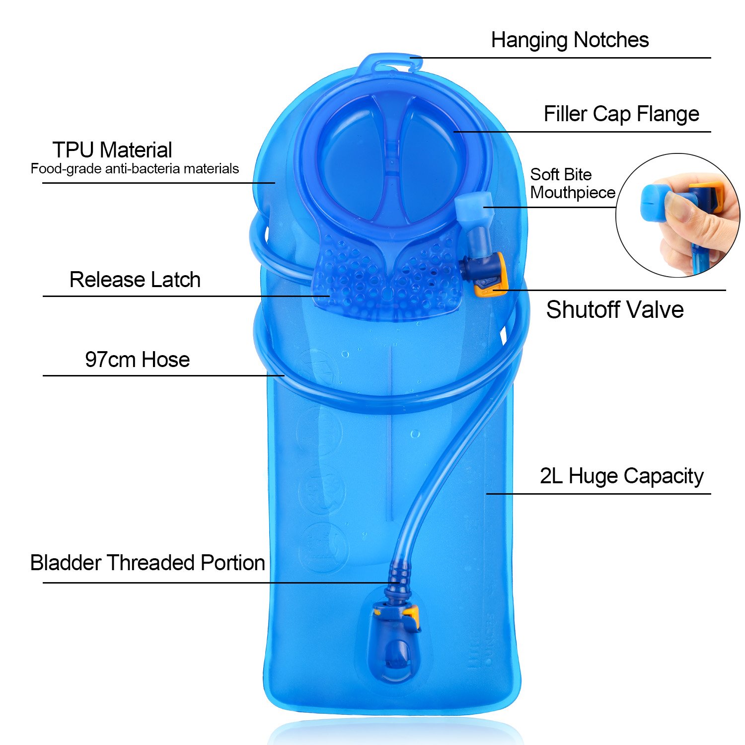Borraccia Per Idratazione 2 Litri BPA Free - Con Kit Pulizia E Boccaglio Antigoccia - Per Sport E Trekking - Foto 7