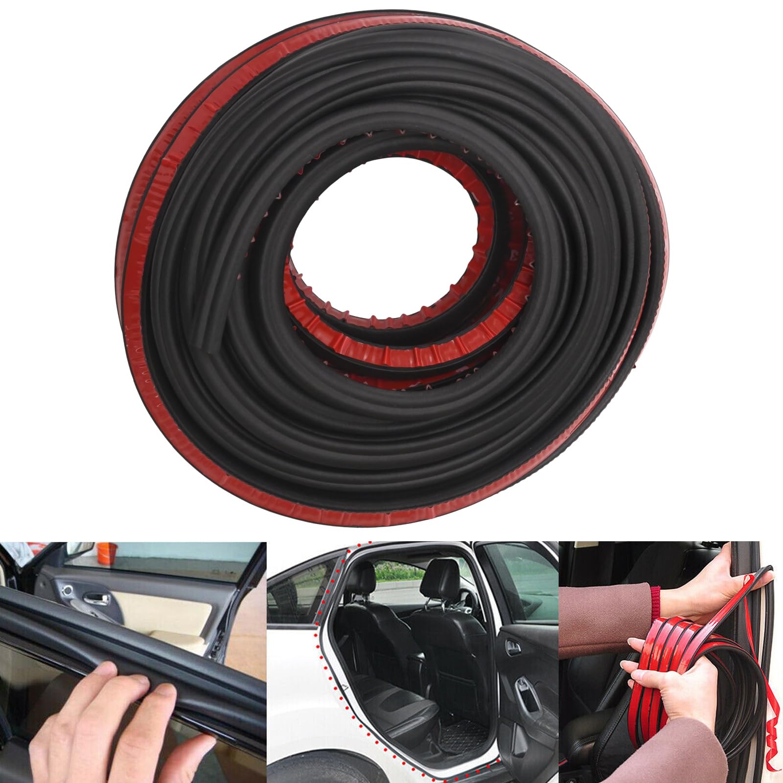 Guarnizione in gomma a doppio strato per portiera dell'auto, autoadesiva, 26 m, per auto, camion, camper e pickup, include 6 ausili adesivi