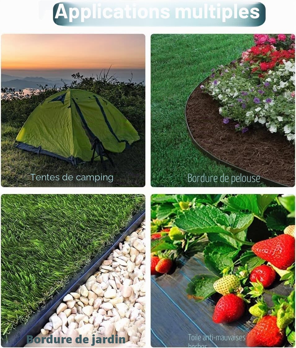 LATERN 100 Pièces Piquets de Bordure de Paysage en Plastique, 20CM Piquets de Sol en Spirale Clous d'ancrage Paysager Piquets de Tente pour Herbes Barrière, Bordure de Pavé Paysage, Allée en Herbes