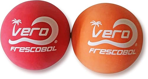 Miniatura 2 de Vero American Birch Wood Frescobol Paletas envueltas con agarres acolchados de primera calidad, bolas rojas y naranjas oficiales, bolsa protectora