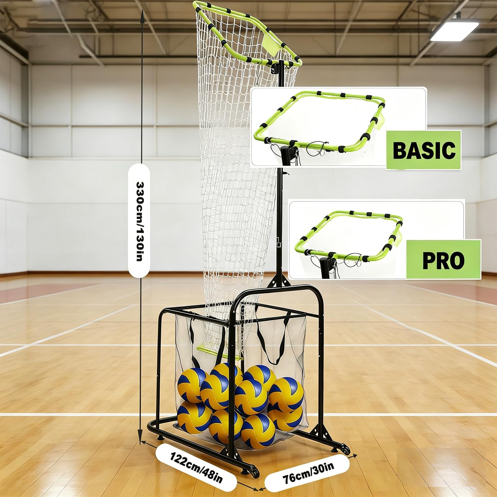 Attrezzatura da allenamento per pallavolo con rete regolabile, altezza e angolo per uso interno ed esterno, perfetto per servire, spuntare e sessioni di allenamento da soli
