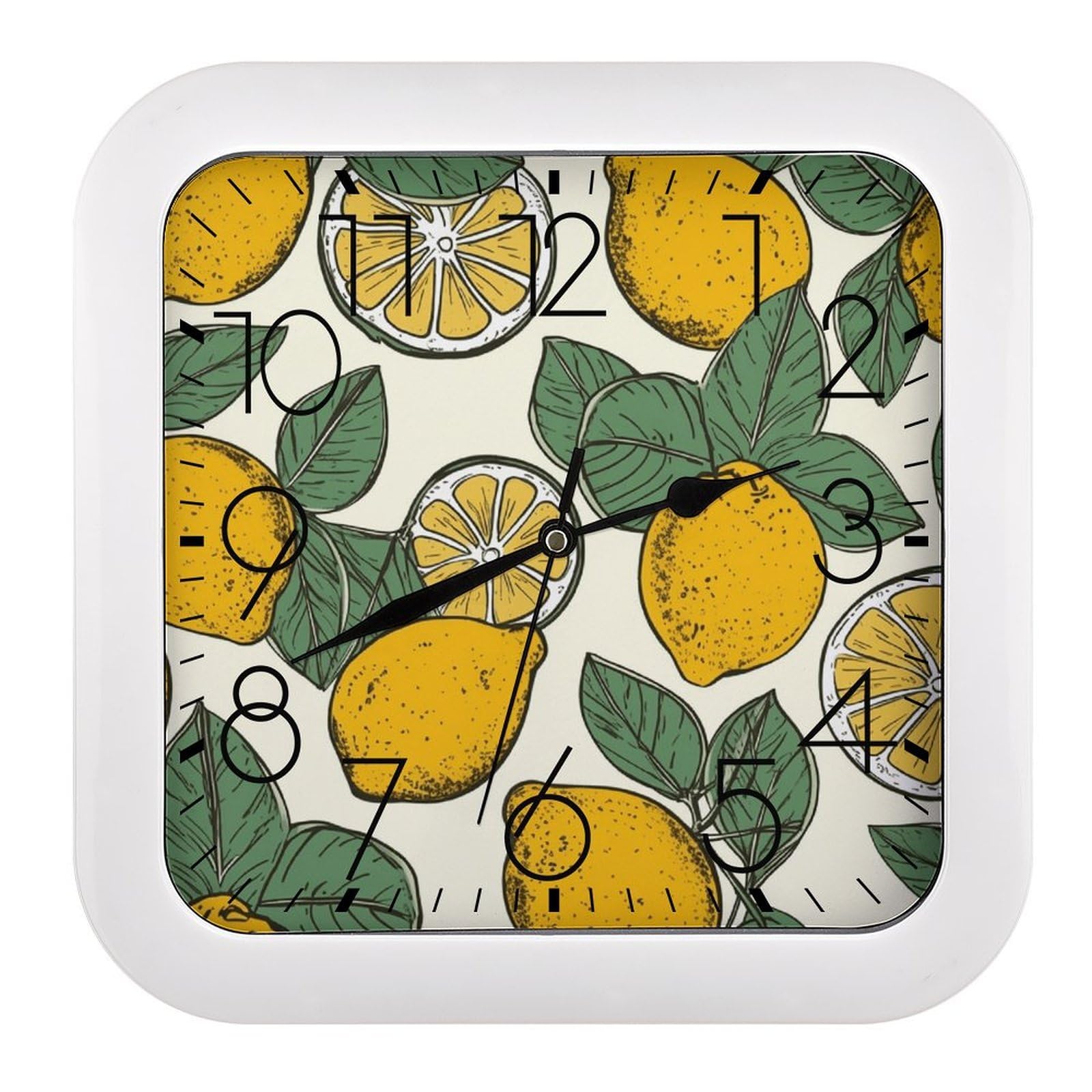 Horloge murale sans tic-tac motif citron finie la nuisance sonore dans la chambre