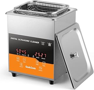 Ultrasonic Cleaner 2L with Heater and Timer, Ultrasonic Parts Cleaner with 40kHz SUS 304 Stainless Steel, 1/2 gal Ultrasonic Cleaning Machine with Digital Control for Jewelry Watch Glasses Diamond