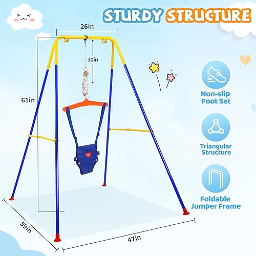 Miniatura 2 de Jersey de bebé con soporte, para jugar en interiores y exteriores, para bebés de 6 a 24 meses, puentes y gorilas con cadena ajustable, fácil de