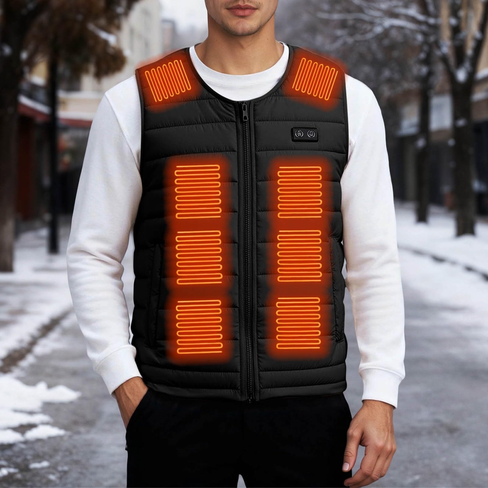 Gilet Riscaldato Uomo Donna con USB e Chiusura Magnetica Smanicato Riscaldata Imbottita Trapuntata Piumino Riscaldate Anziani Senza Maniche 100 Grammi per Sci Caccia Moto Pesca Trekking Bici Lavoro