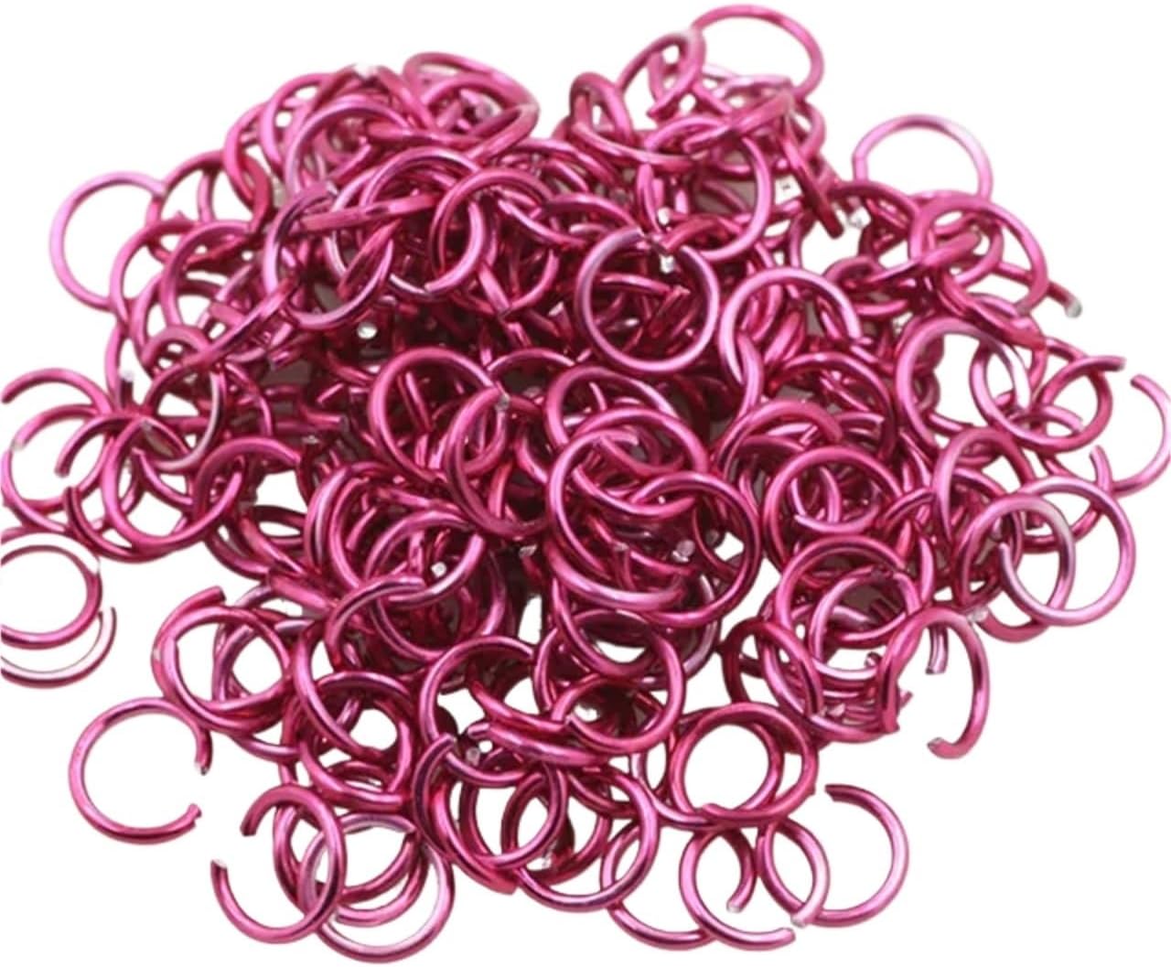 Jump Rings for Jewelry Making 1500Pcs 6mm Metal DIY Jewelry Findings Open Single Loops Jump Rings Necklace Bracelet Chain Connector(DP Rose red)