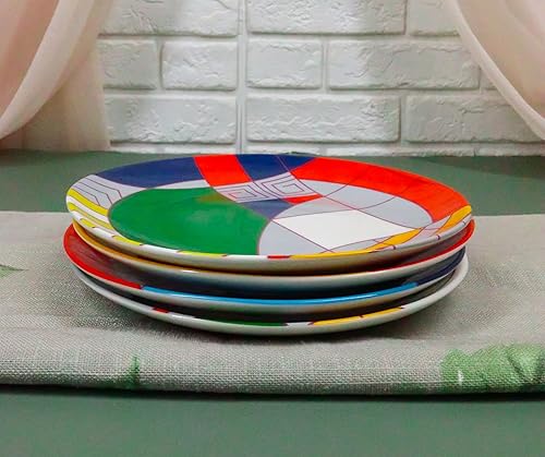 Miniatura 8 de Ebros Gift Frank Lloyd Wright Architecture Colorful Geometry Contemporary Designer - Platos de cerámica para aperitivos o postres de 7 pulgadas de