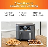 Vista 7 de Ninja DZ201 Foodi 6-in-1 2-Basket Air Fryer with DualZone Technology, 8-Quart Capacity -Dark Grey Stainless- (Renewed)
