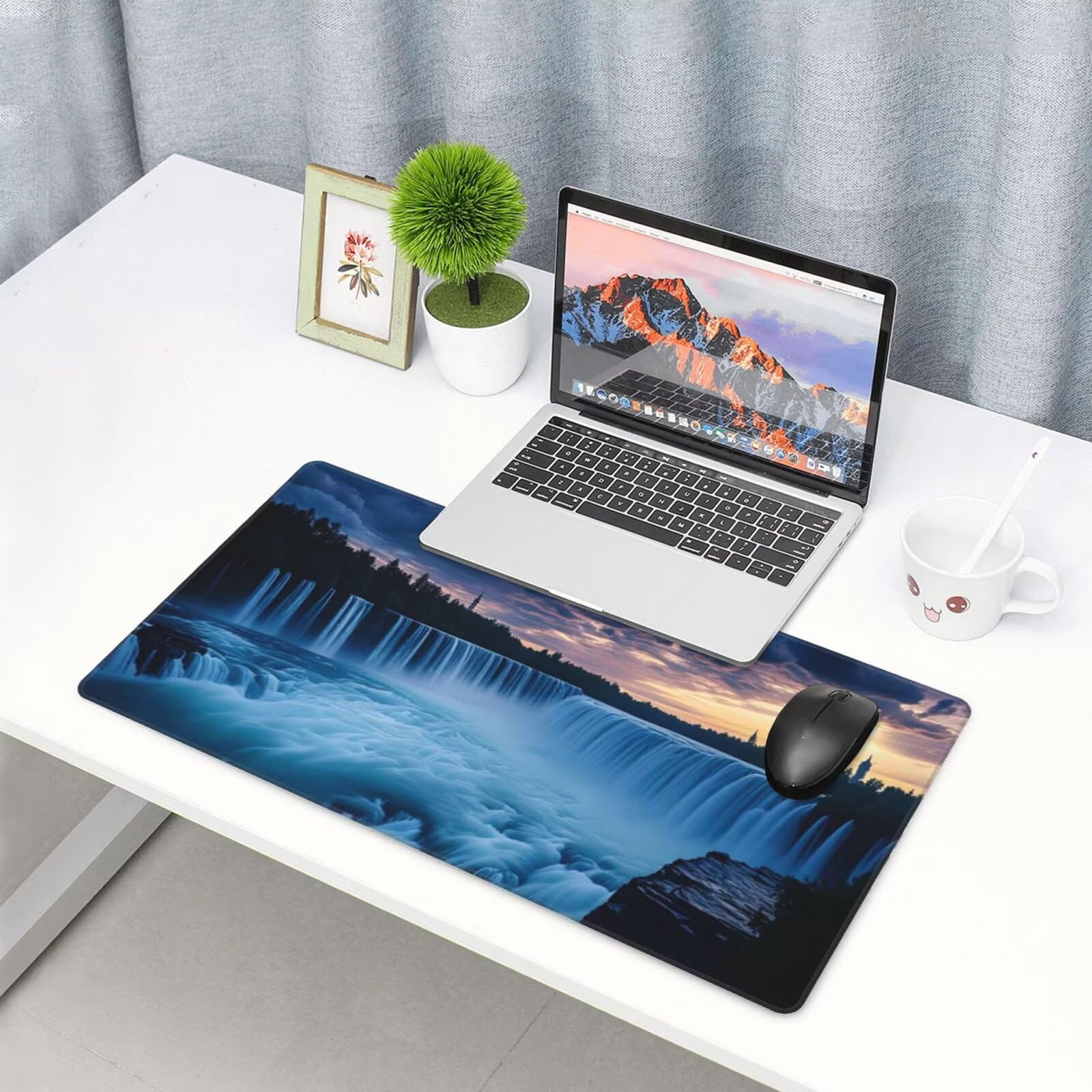 Gamingowa podkładka pod mysz XXL 1200 x 600 mm, opadająca podkładka pod mysz, duża, 120 x 60 cm, rozszerzona podkładka na biurko, akcesoria gamingowe z przyszytymi krawędziami dla poprawy precyzji i
