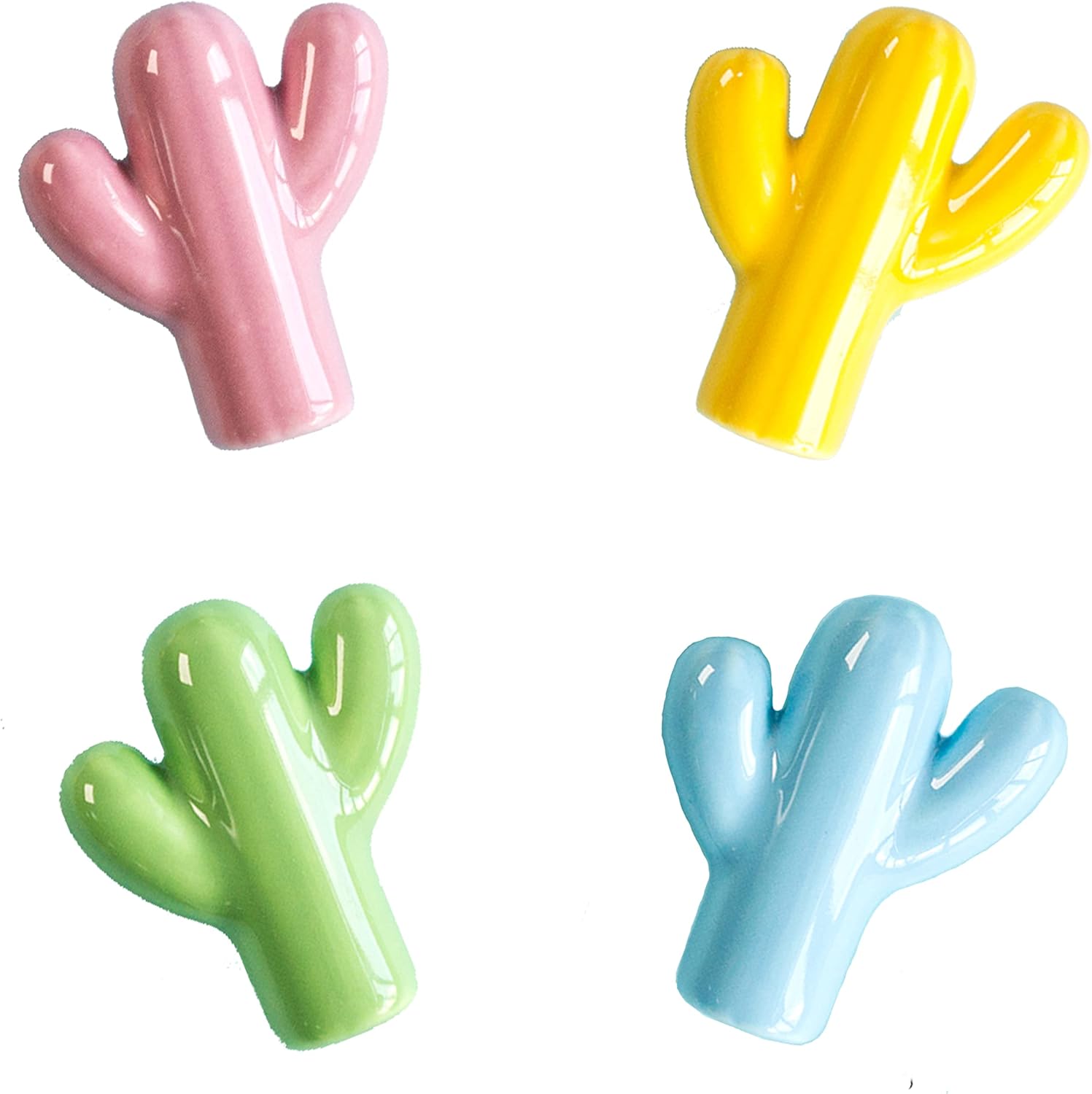 ED-Lumos Pomos de Cerámica armario Tiradores para Cajones Animales Perillas Infantiles Manillas Decorativas para muebles 4 Piezas Cacto
