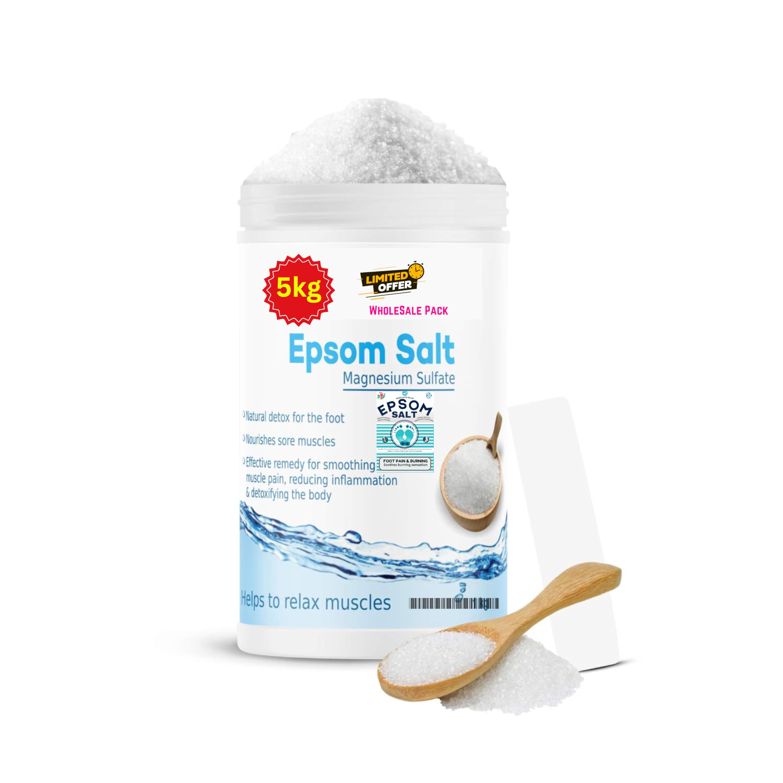 Generic Epsom Salt Multipurpose Pack, 5kg, for Foot Care and Garden Fertilizer - wholesale Pack