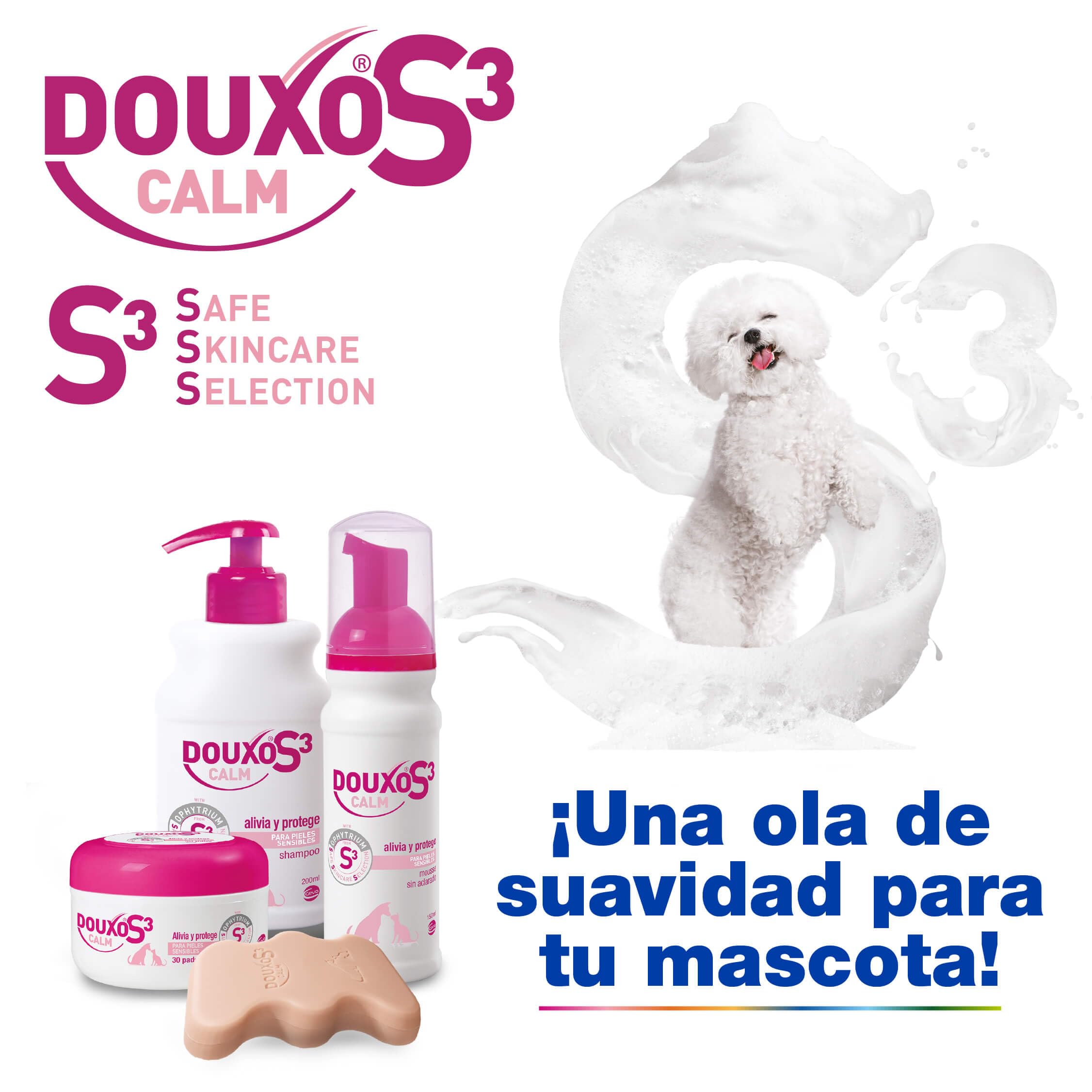 DOUXO® S3 Calm - Champú sólido para Pieles sensibles - Higiene para Perros y Gatos - Alivia y Protege - Fragancia hipoalergénica - 100 g