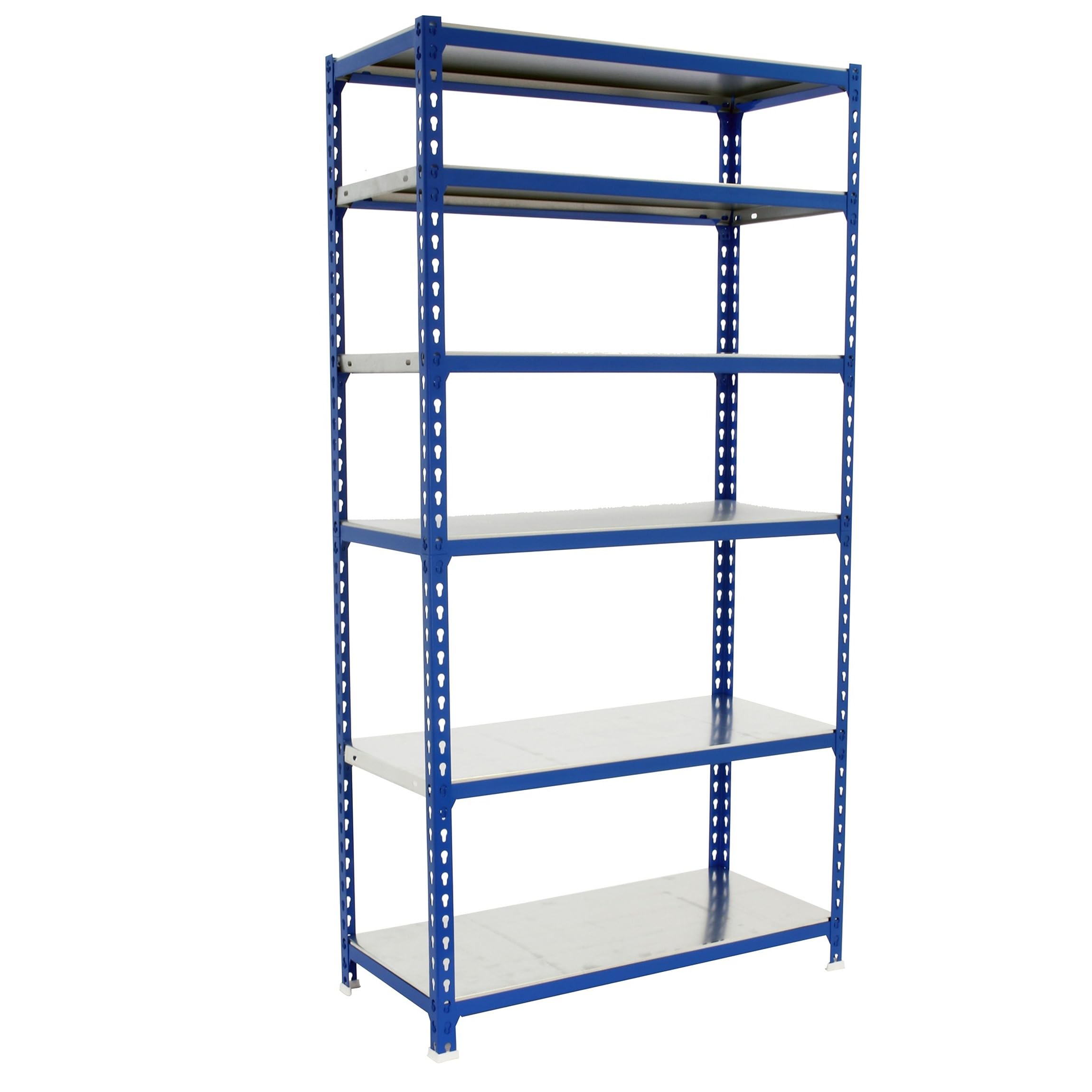Simon Rack Estanterias Metalicas, 2500x900x400 mm, 6 Baldas de Metal, 180 kg de Punto Flexión, Estanterias Almacenaje, Azul/Galva - Simonclick