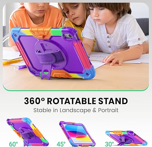 Miniatura 78 de SEYMAC Funda protectora para iPad Air 5ª/4ª generación de 10.9", cuerpo completo a prueba de golpes con protector de pantalla, soporte Negro