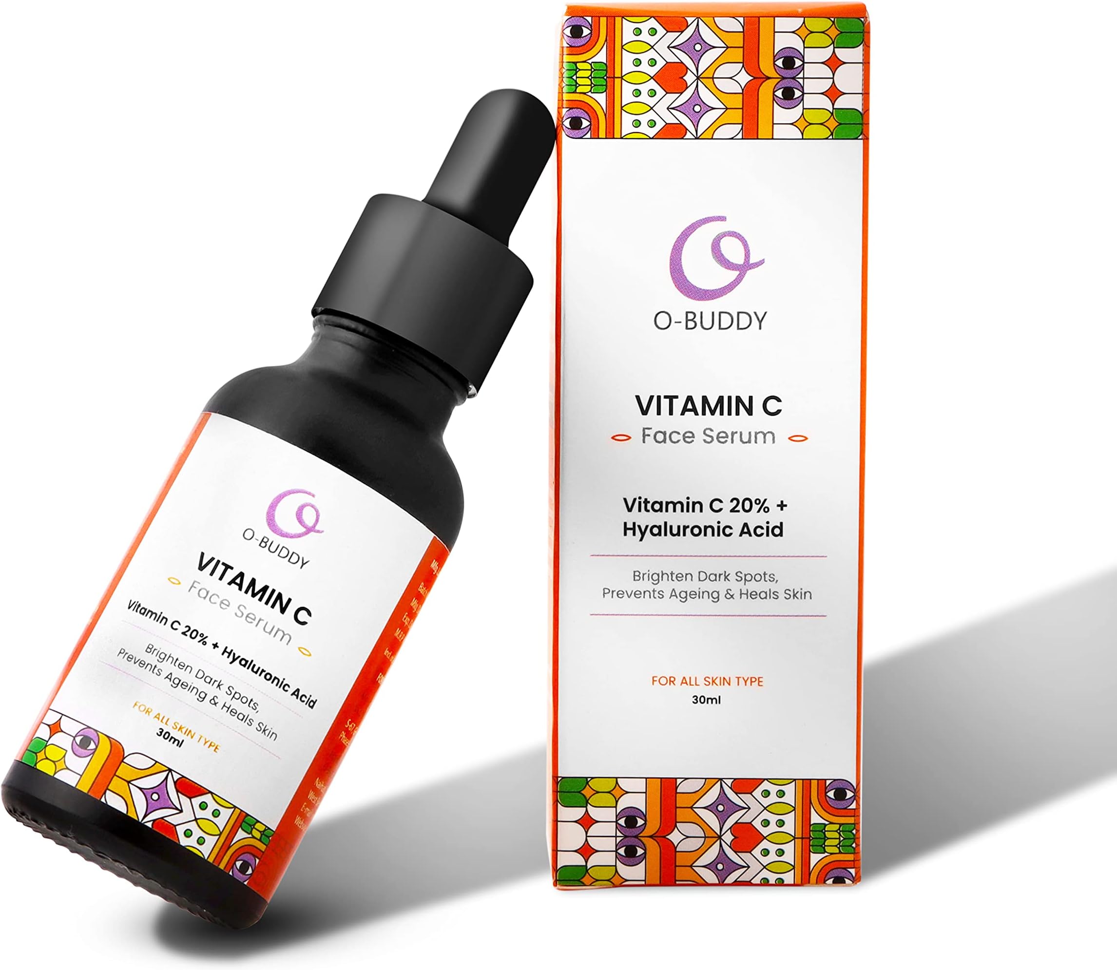 O-BUDDY Vitamin C Serum for Glowing Skin, 20% Vitamin C + Hyaluronic Acid, Helps Brighten Skin, Face Serum with Antioxidant Properties | 30 ml