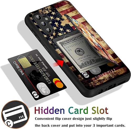 Miniatura 5 de Funda diseñada para Galaxy S24 FE, tarjetero para tarjetas de crédito, protección híbrida de doble capa a prueba de golpes con función de atril para