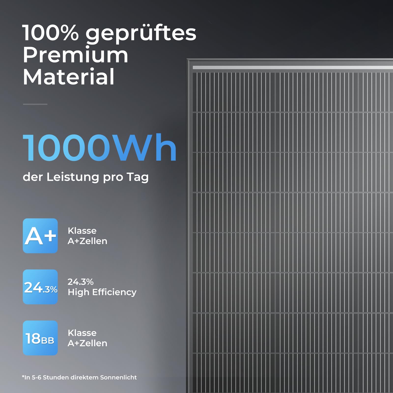 Solarpanel 200W, 12V PV Modul, SMBB Technologie, Hohe Effizienz Monocrystalline Solarmodul, Full Black Aluminium Frame Solar Panel, Ideal for Balcony Power Plant, Motorhome, Boat (200W)