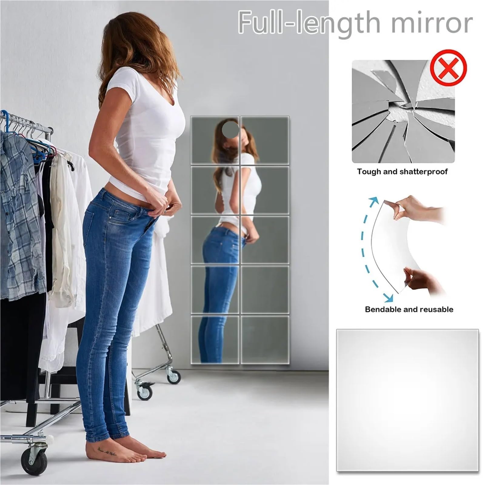 10 Fogli for Specchi Flessibili Ultrasottili In PET Fai-da-te Per Soggiorno