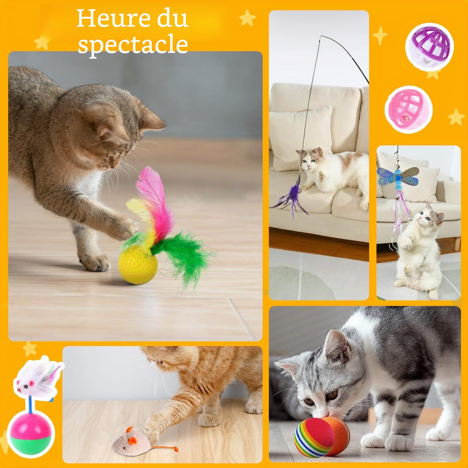 37 Pièces Kit pour Chat - Jouets Animaux Domestiques avec Balle, Jeux, Boule et Tunnel pour Chaton