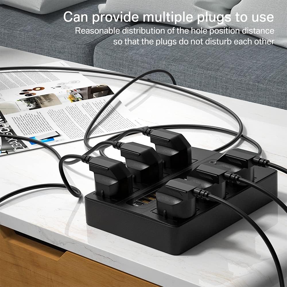 6 Portss 20W PD QC3.0 Fast Charger Type C Quick Charge Station Adapter 3000W 6 AC Outlets Power Strip(EU)