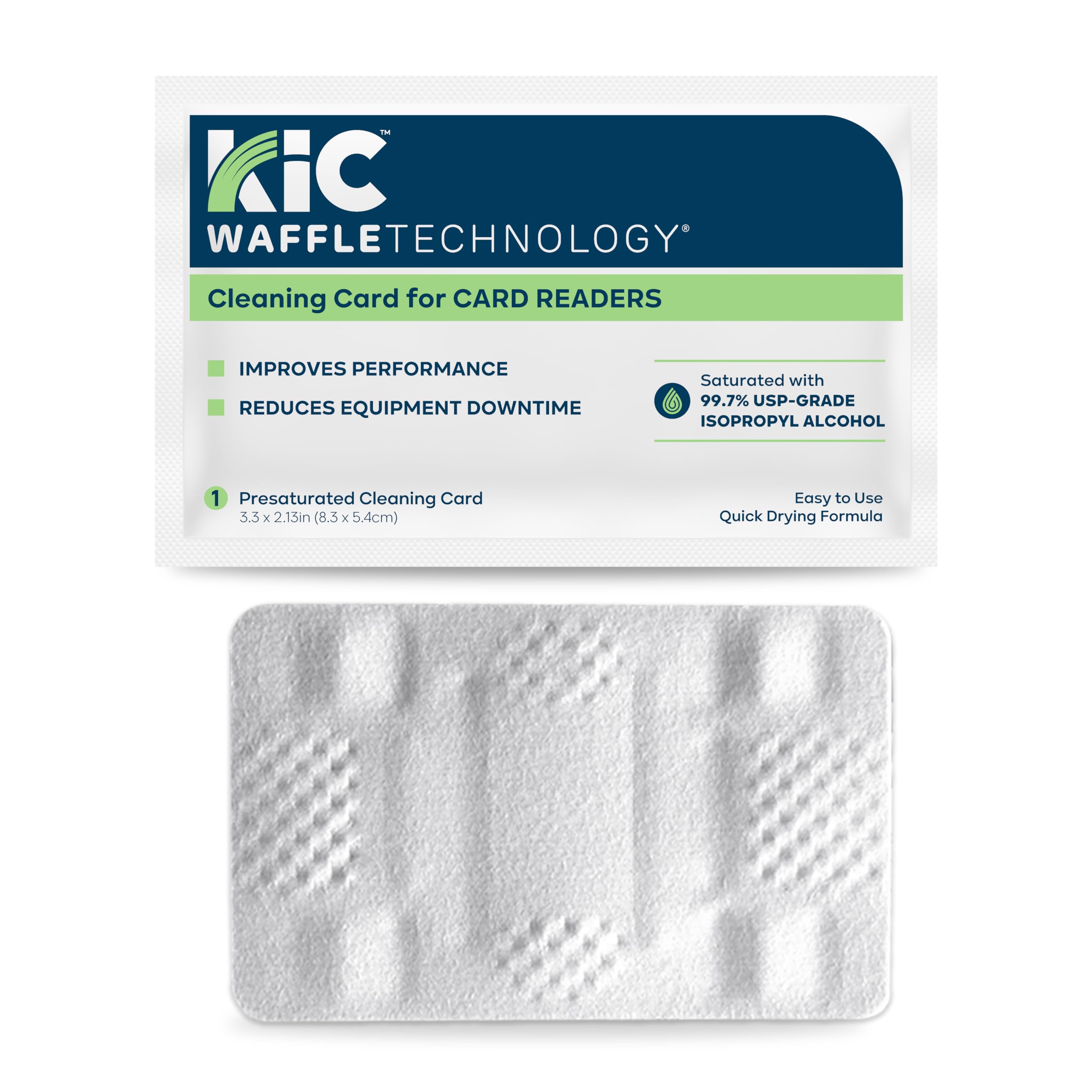 KICTeam - Waffletechnology® Cleaning Cards for Card Reader Payment Machines (40 Cards) - Presaturated with Quick Drying Solution - Made in USA