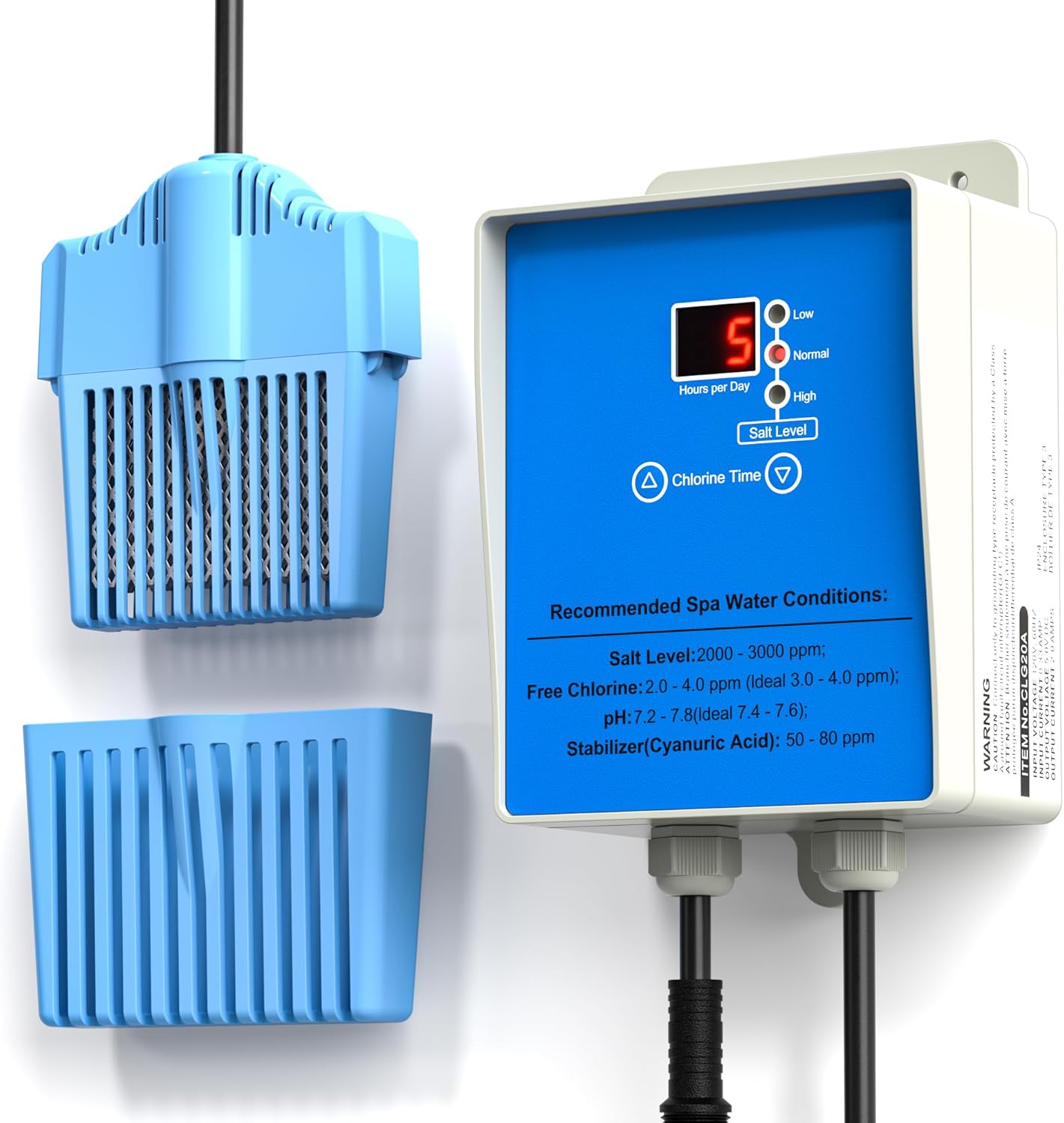 Drop-in Saltwater Hot Tub Conversion Kit, Salt Chlorine Generator, Converts Hot Tub Swim Pool Spa up to 2000 Gallons to Salt Water System, Digital Timer & Adjustable Output