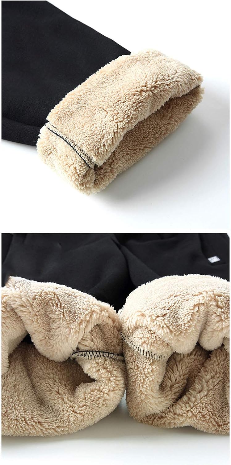 Flygo Men's Fleece Sherpa Lined Sweat Pants Winter Active Running Joggers Pants