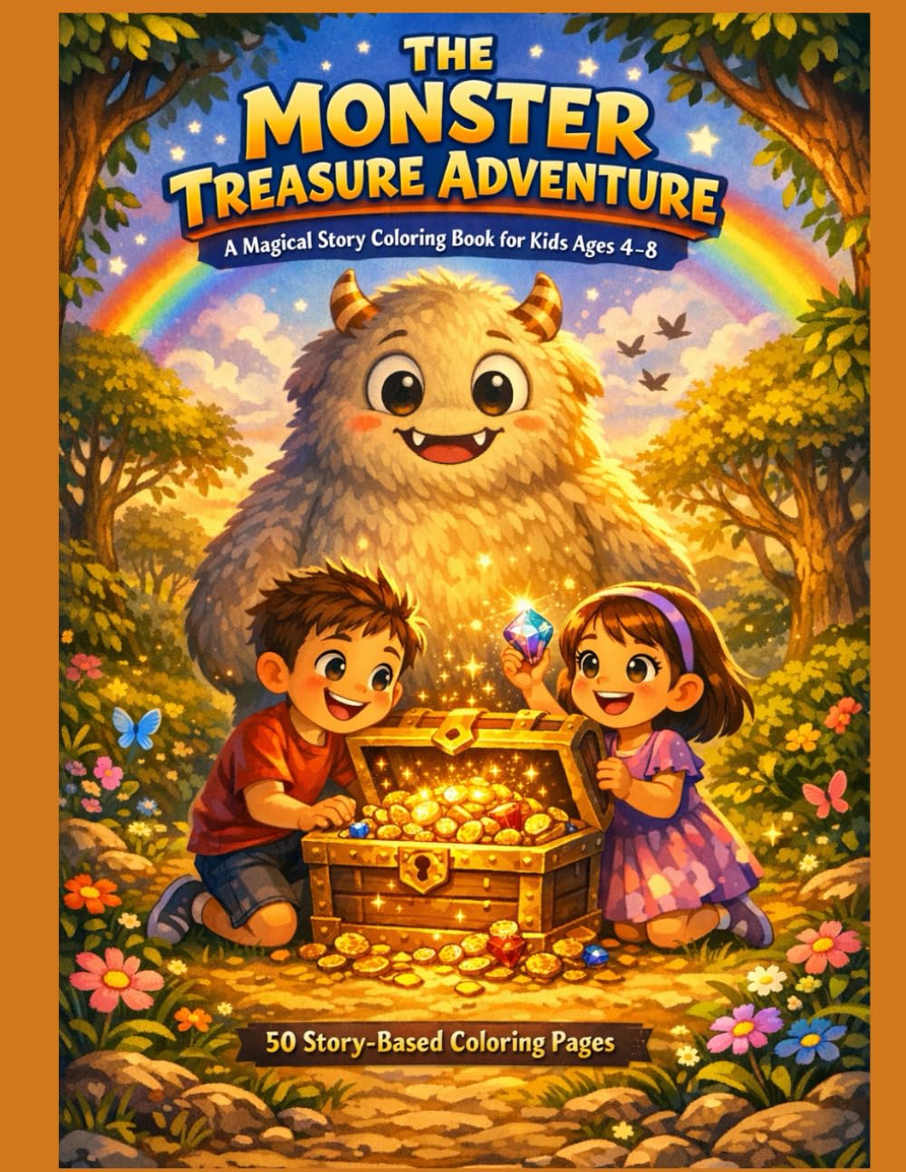 The Monster Treasure Adventure: A Magical Story Coloring Book for Kids Ages 4–8