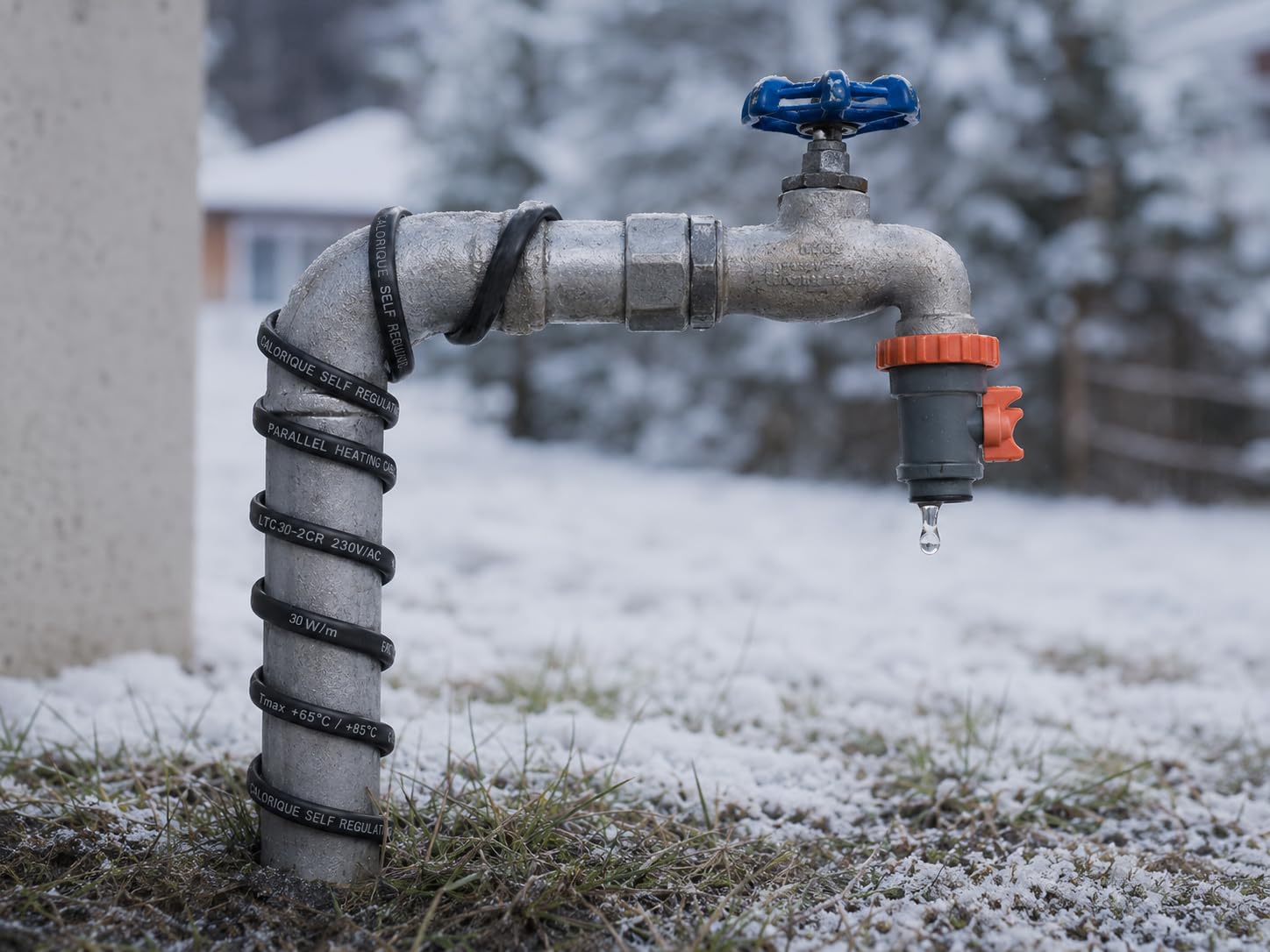 Vorgefertigtes selbstregulierendes Heizkabel CALORIQUE LTC 30W/m - 4m -zum Schutz vor Frostschäden bei Dachrinnen und im Außenbereich - Rohrbegleitheizung - Frostfreier Betrieb von PV-Modulen