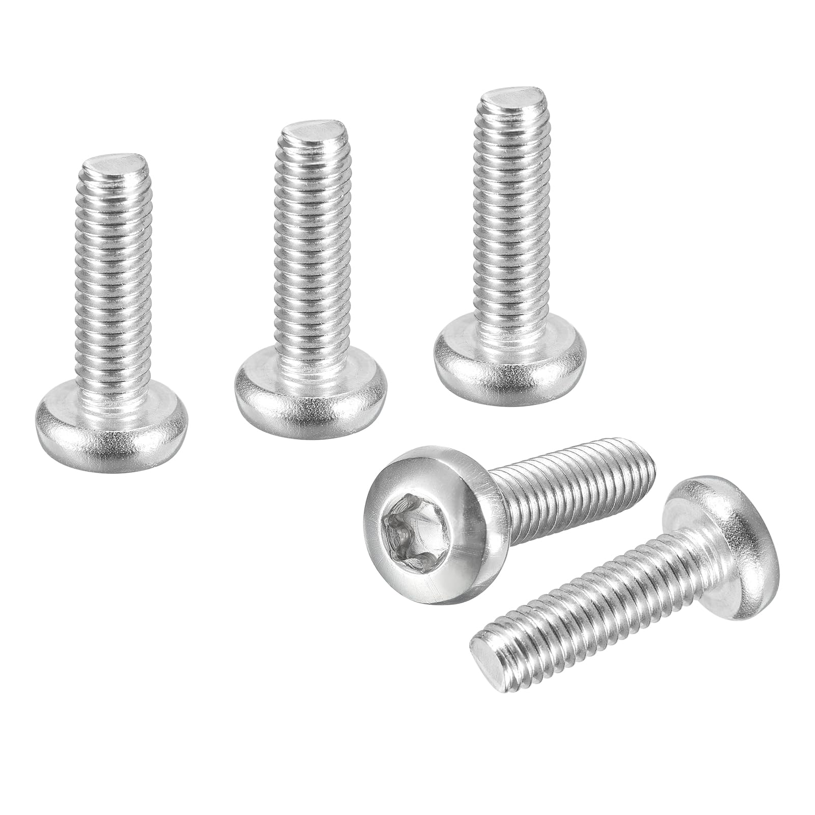 M6x22mm Pan Head Torx Security Screw - 5Pack - Good for Machinery - 316 Stainless Steel Button Head Torx Bolt Star Drive Security Fasteners - Silver Tone