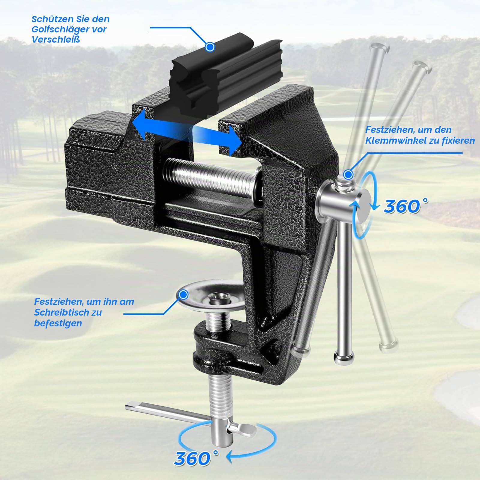 Golf Grip Kit, Golfschläger Schraubstock Regripping Werkzeug | Zum Entfernen Gummi Hakenklingen 15 Streifen Doppelseitiges Klebeband Golfgriffe Montageset Wechsel Zwinge Reparieren Zubehör
