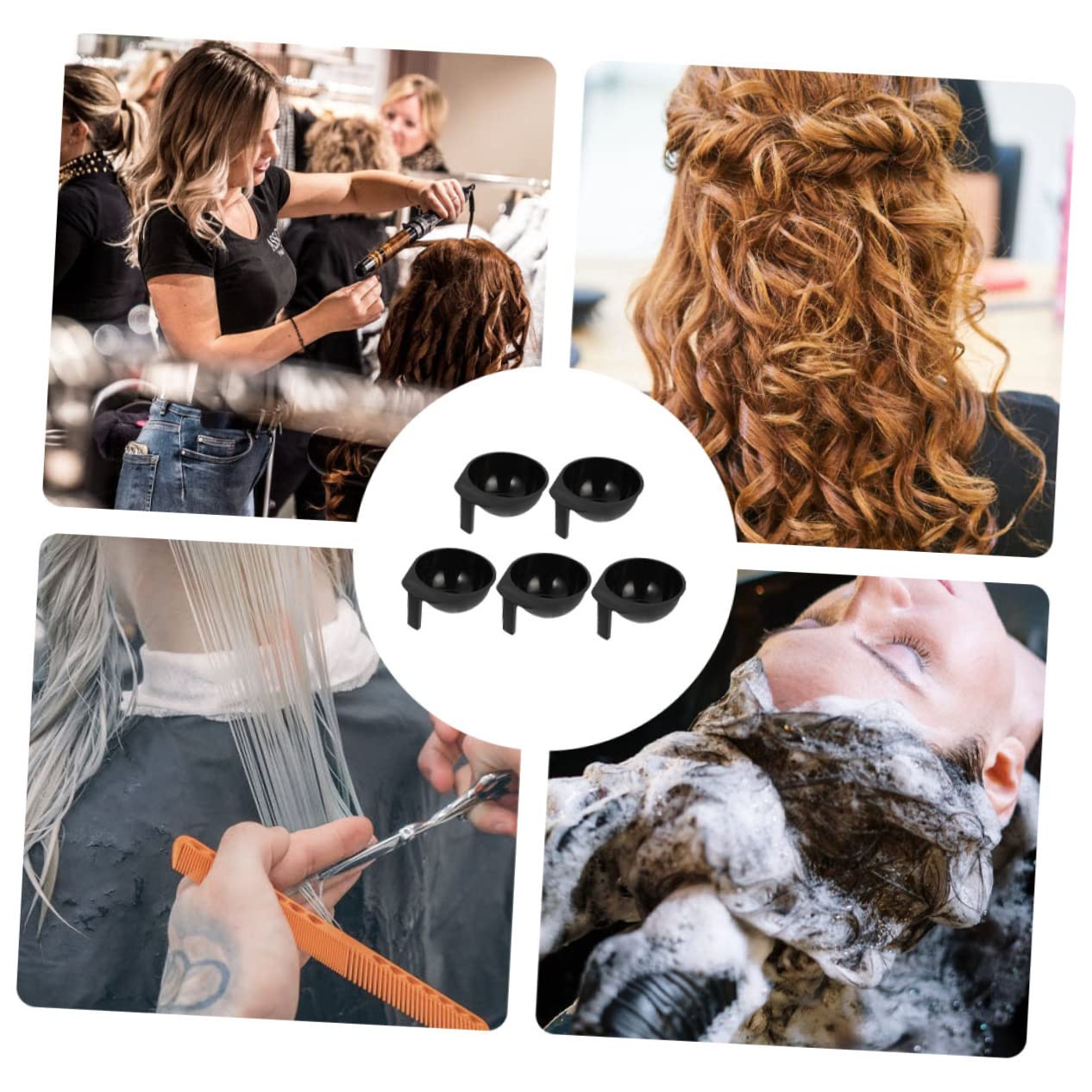 HONMEET 2sets Hair Color Dye Mixing Bowl Styling Tool for Salon Portable Hair Mixing Bowl 5pcs*2