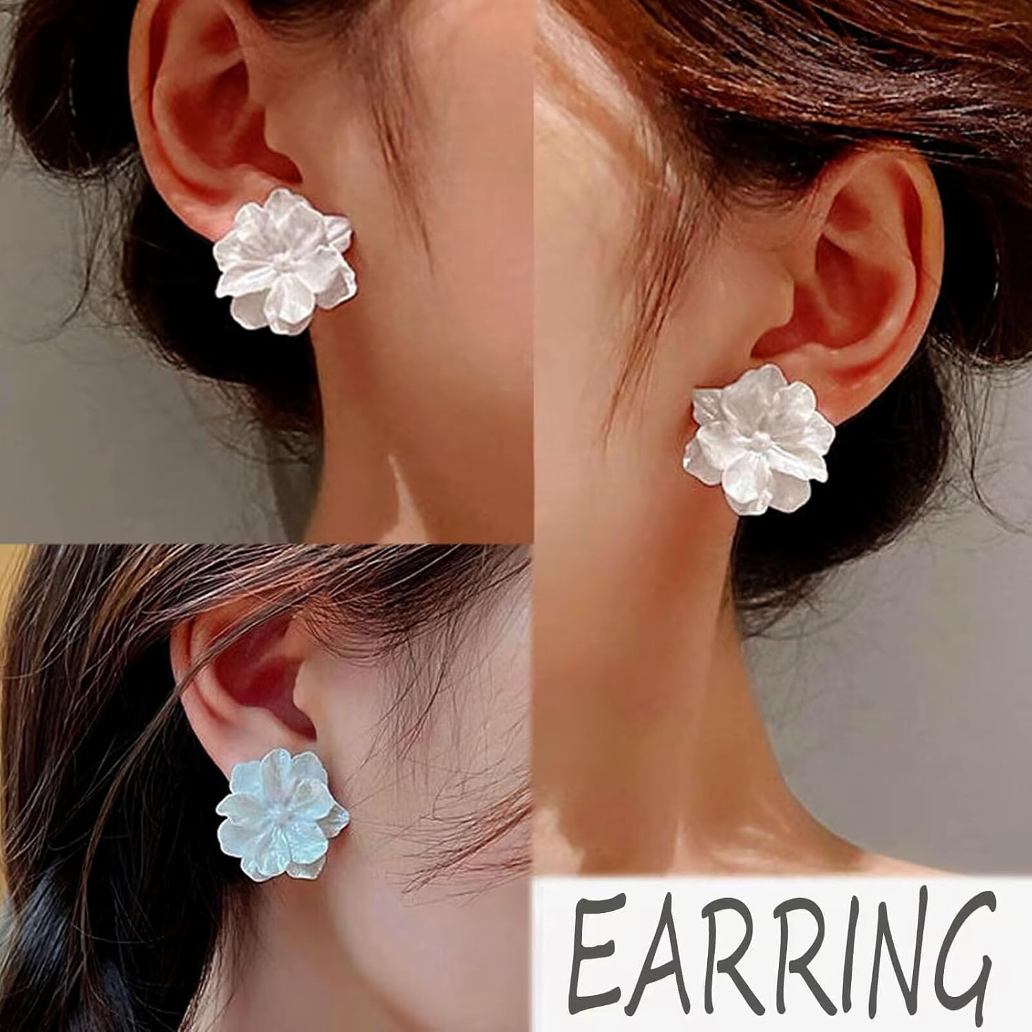 Acrylic Flower Studs Earrings Boho White Flower Earrings Vintage Layered Flower Acrylic Earrings Bridal Flower Wedding Earrings Jewelry for Women - Image 6