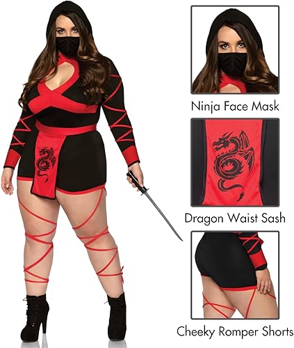 Miniatura 10 de Leg Avenue - Conjunto sensual de ninja dragón para mujeres con enterizo y máscara disfraz para Halloween