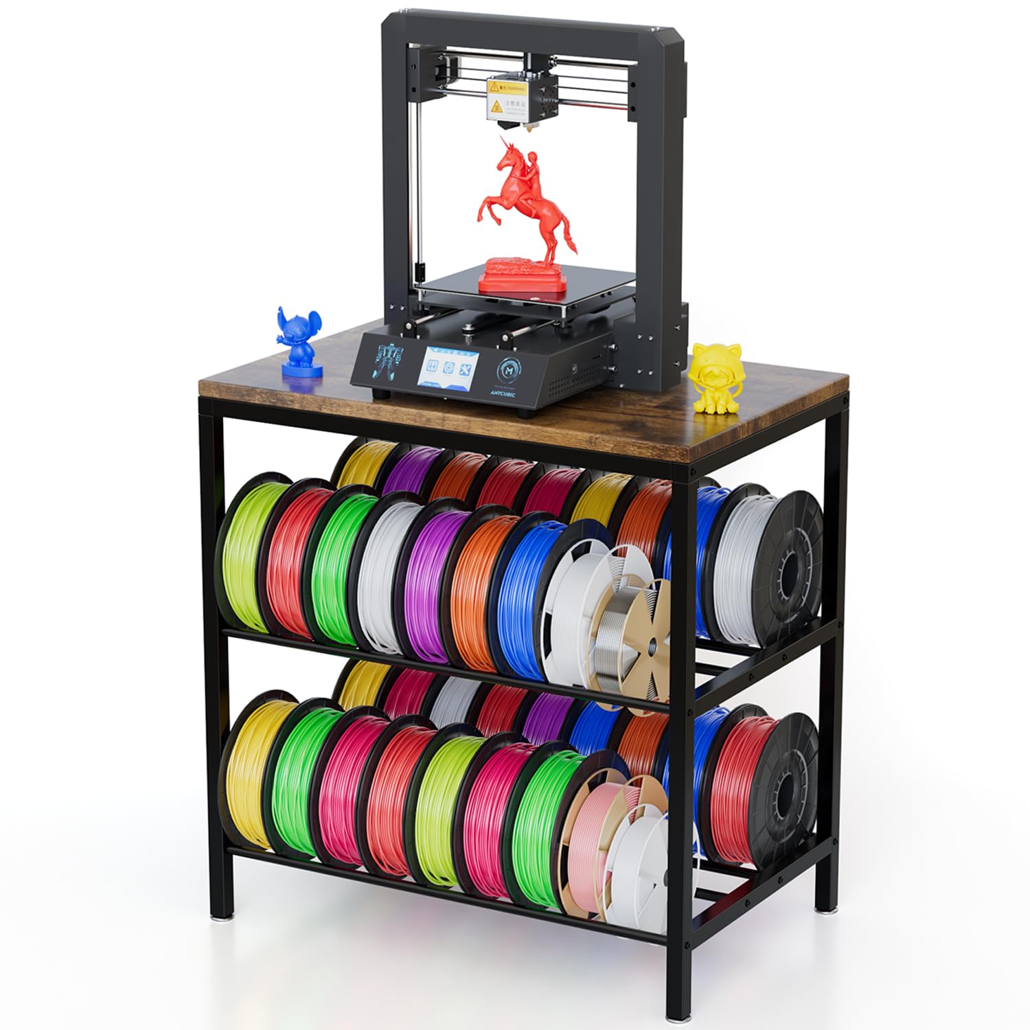 ZOBONETI 3D Printer Stand with Filament Storage Rack, Sturdy Metal 3D Printer Table/Desk with Filament Shelf Cart, 3-Tier