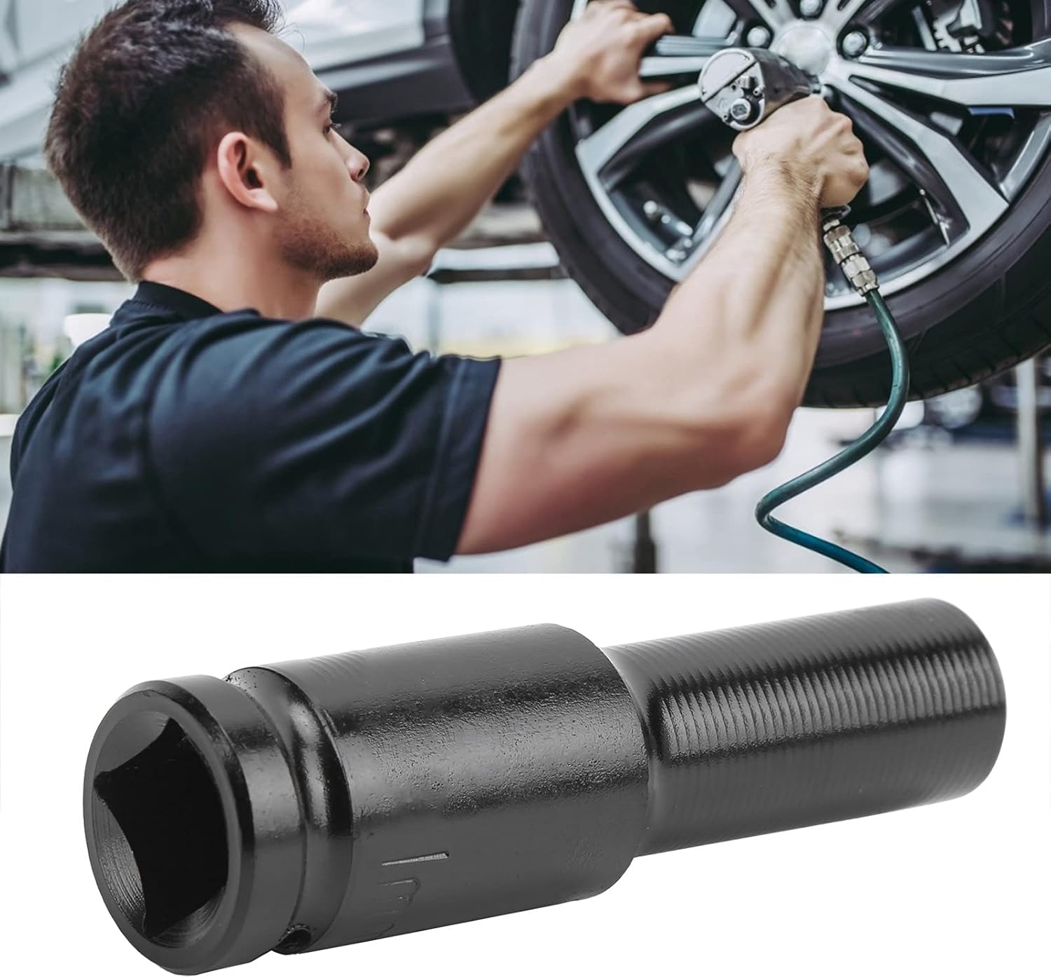 Hex Socket Electric Wrench Pneumatic Drill Adapter Carbon Steel Lengthen 78mm Suitable for Hex Nuts Electric Drills Pneumatic Drills (11mm)