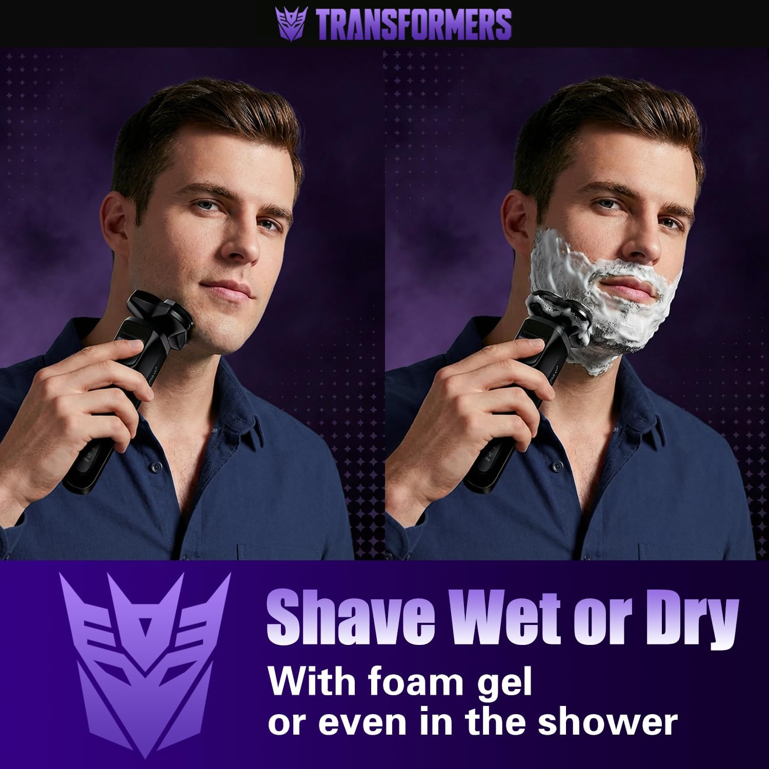 TRANSFORMERS Electric Shavers for Men, 3D Floating Cutter Electric Razor, 1200mAh Battery, LED Display, IPX7 Waterproof,Beard Trimmer for Sensitive Skin, Pop-up Pruner Razors for Men