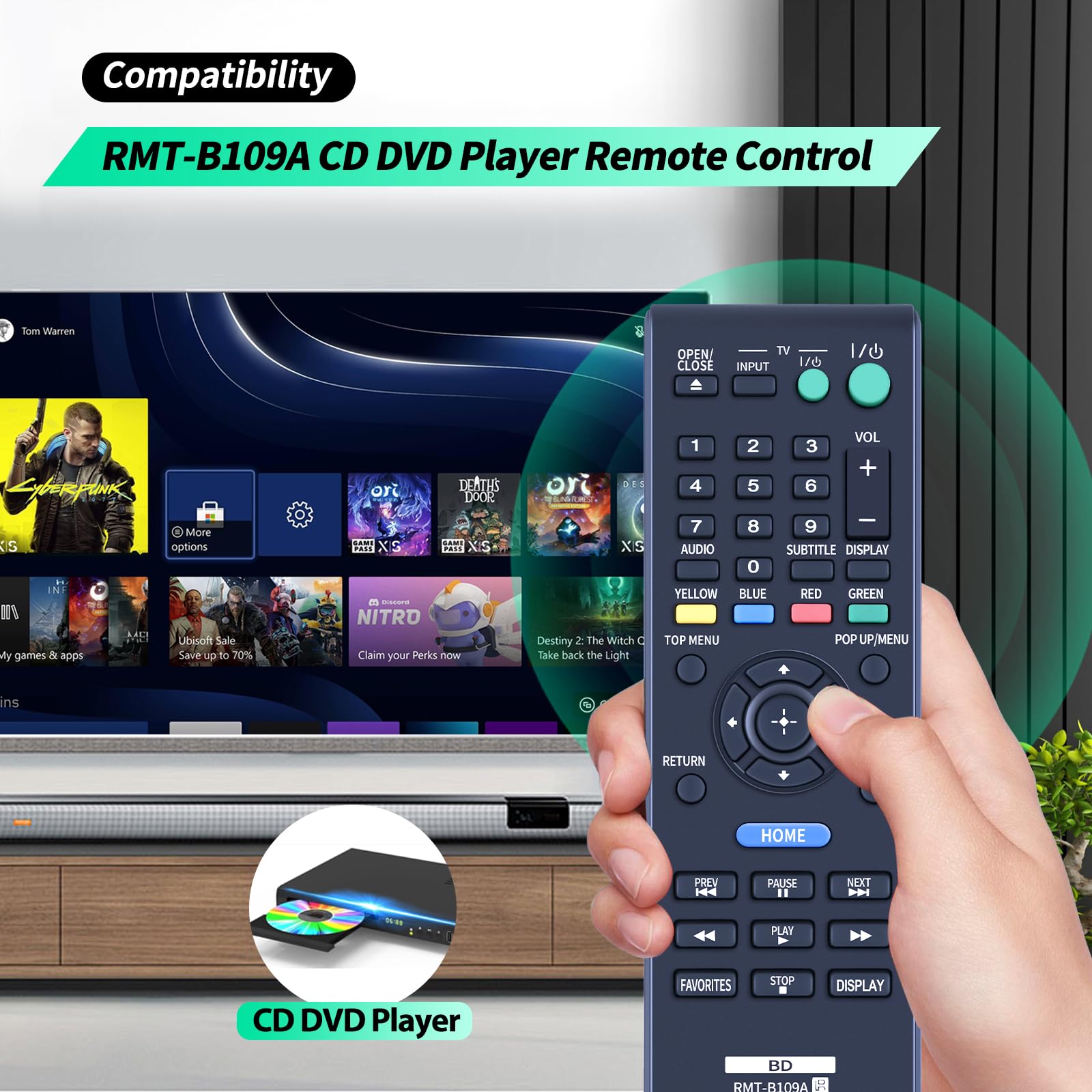 New RMT-B109A Remote Control Replacement fit for Sony DVD Player