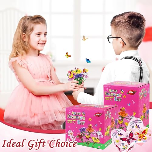 Miniatura 4 de PARSUP 30PCS Valentines Day Gifts for Kids, 6 Different Artificial Flower Building Block with Valentines Gift Boxes for Boys Girl School Classroom