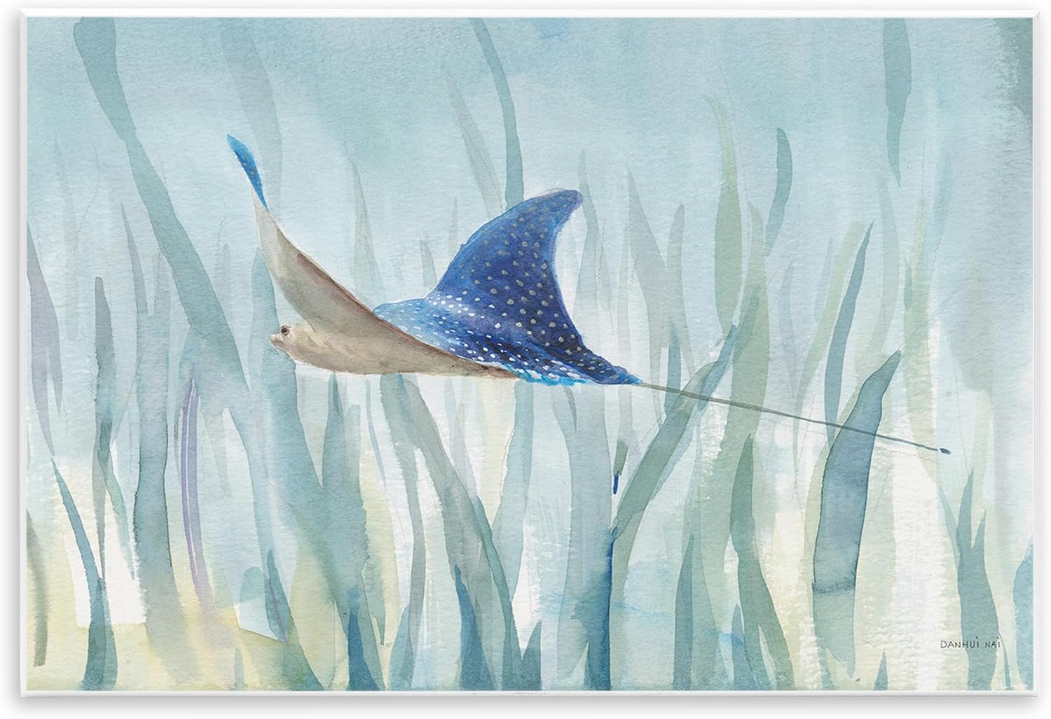 Stupell Industries 'Stingray Aquatic Animal Ocean Blue Spotted Sea Creature', Wall Plaque Art, 15 x 10 Inches, Easy to Hang and Sturdy, Made in USA, by Danhui NAI