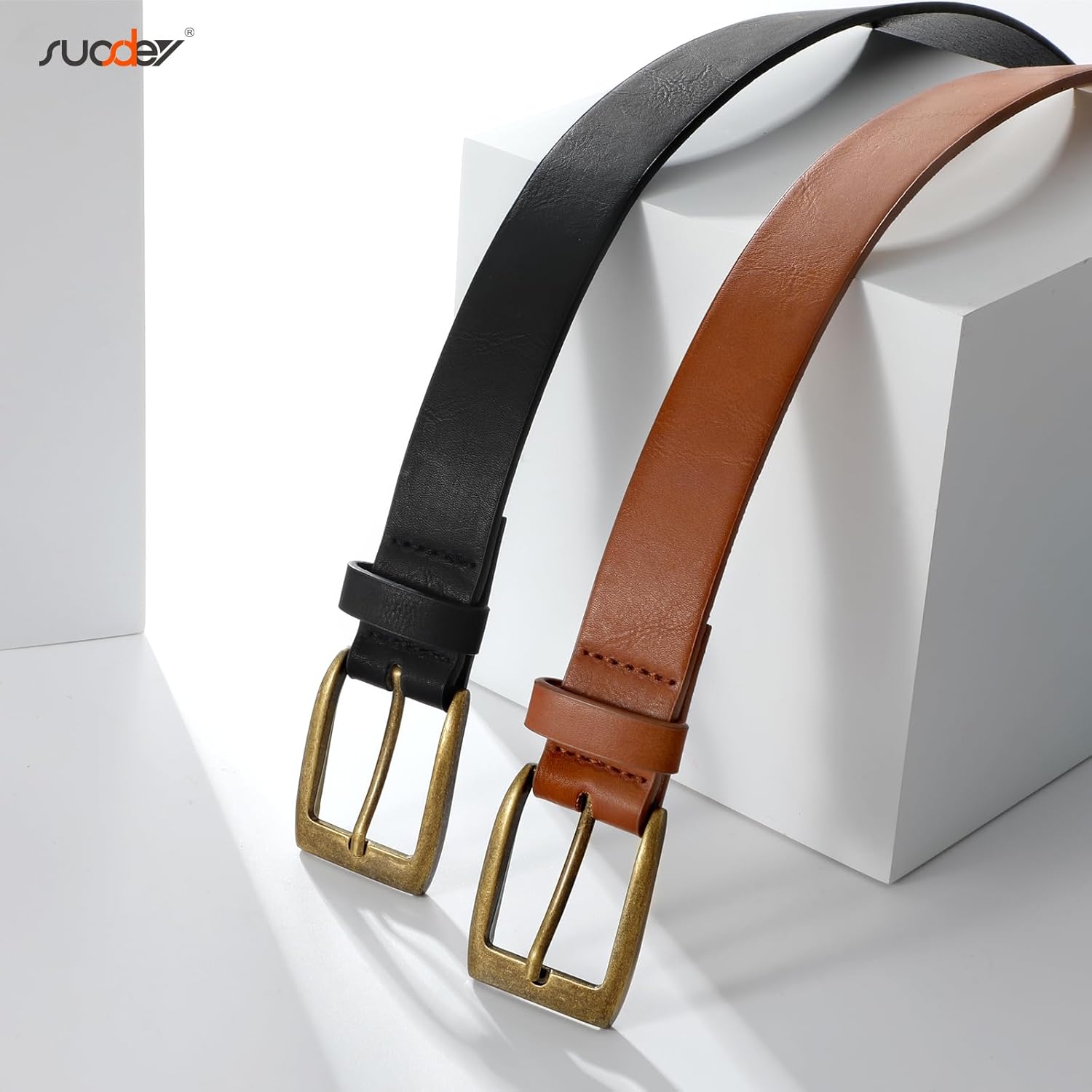 SUOSDEY Women Vintage Leather Belt for Jeans Dresses Pants Fashion Ladies Waist Belts with Gold Buckle - Image 3