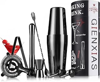 Set di shaker per cocktail,9 pezzi,nero,set di shaker per cocktail,set di shaker per cocktail,Boston con colino,versatori,pestello,puzzle,cucchiaio per miscelazione,kit per barista,accessori da bar