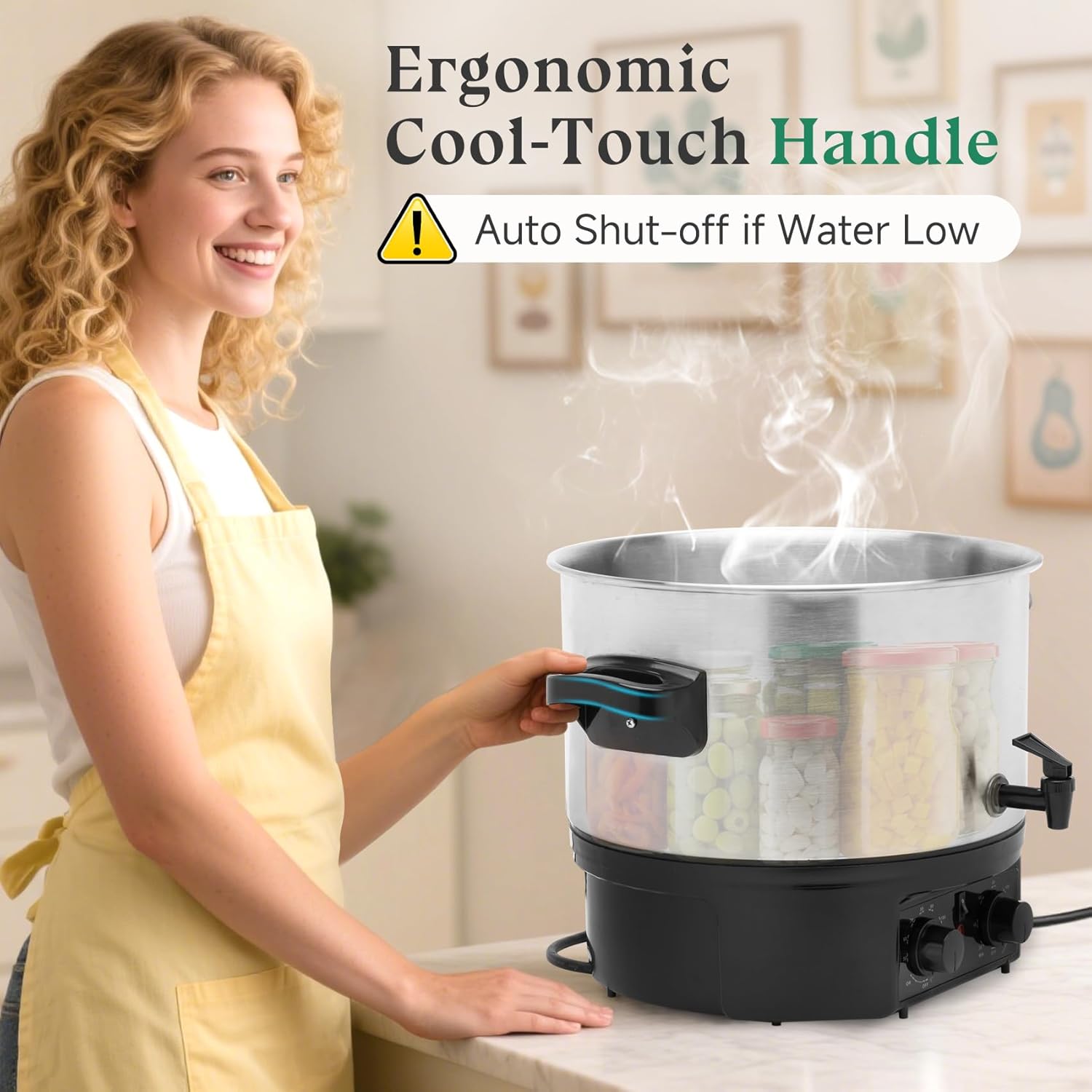 14.5QT Electric Water Bath Canning Machine, Equipped with Temperature Knob Control and Timer Automatic Insulation, Suitable for Beginners and Professionals to Make Canned Fruits, Jams, Pickles, Etc