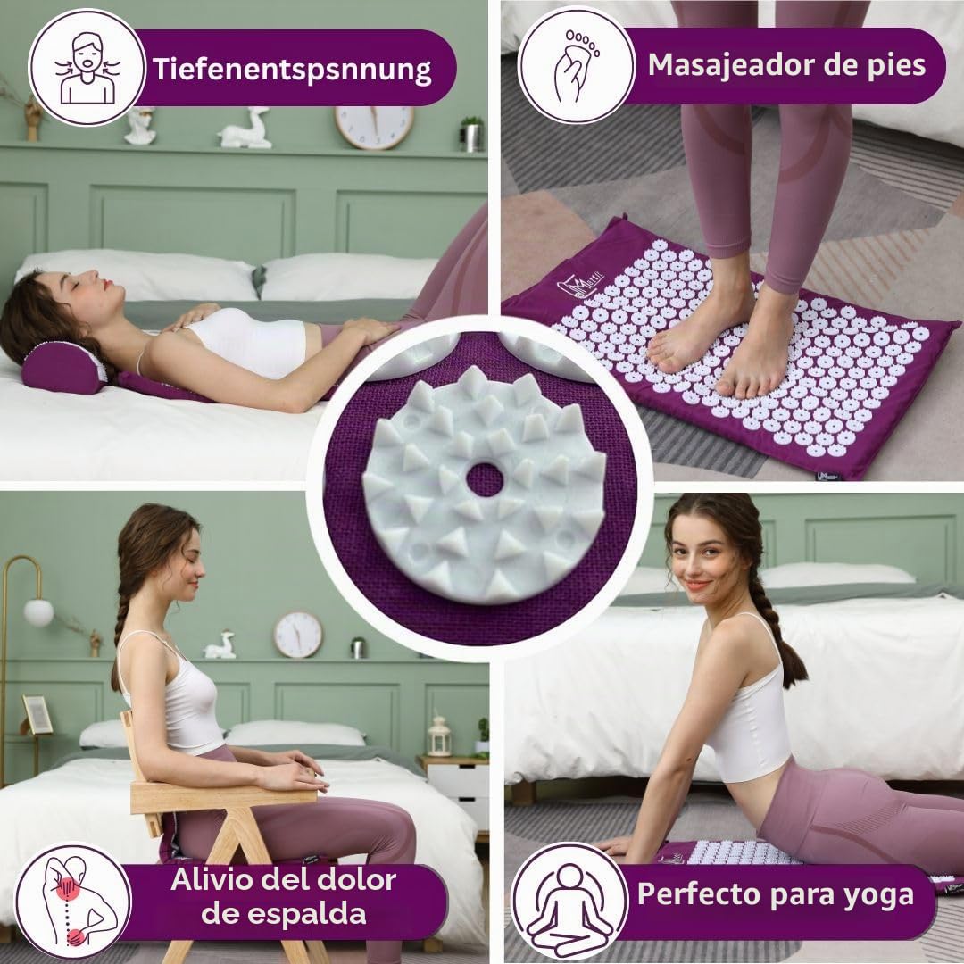 Tapete de acupresión para masaje y alivio del dolor, juego de tapete de agujas para relajación, Yantramatte con púas para meditación