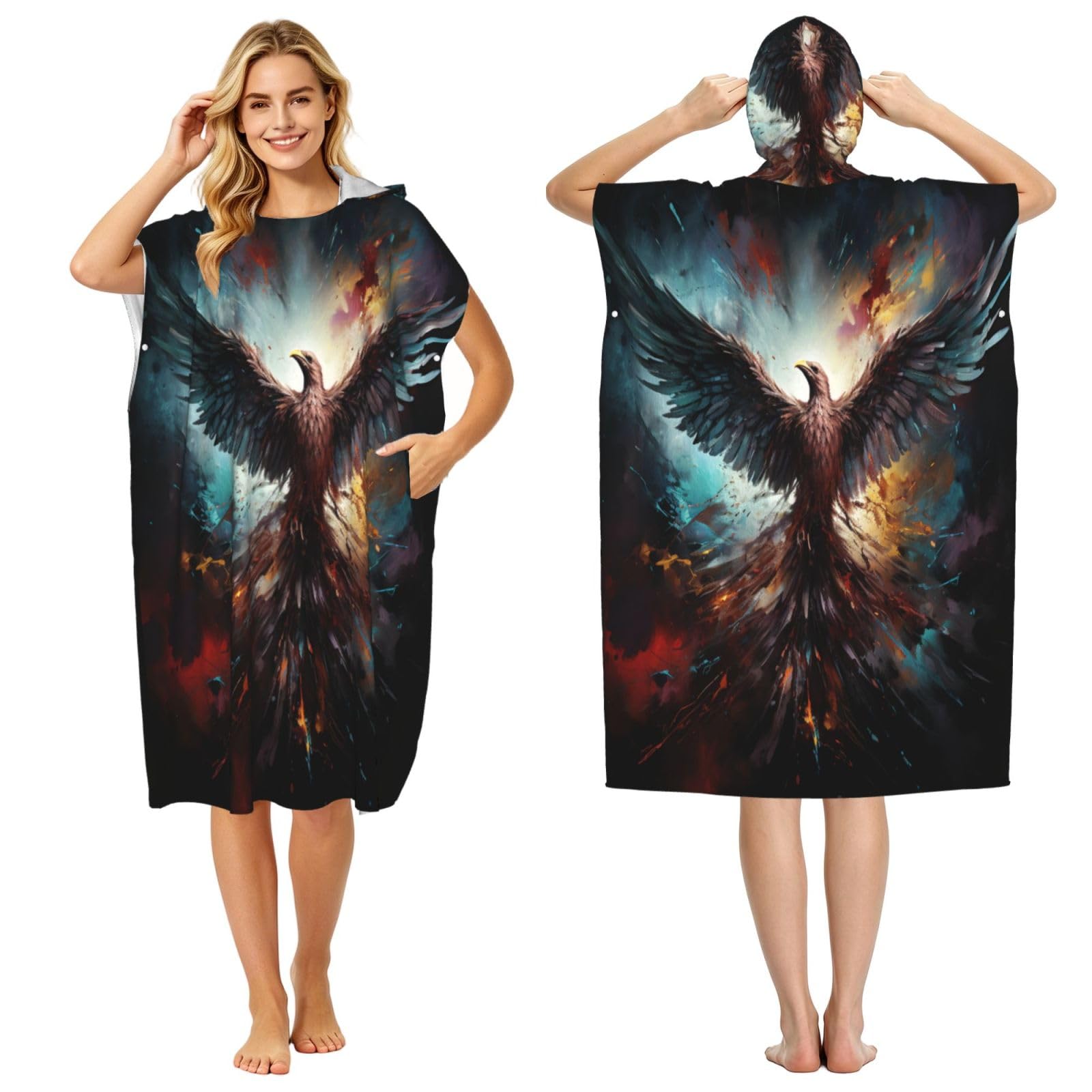 DTHKJNLSF Eagles Adult Hooded Beach Poncho Towel