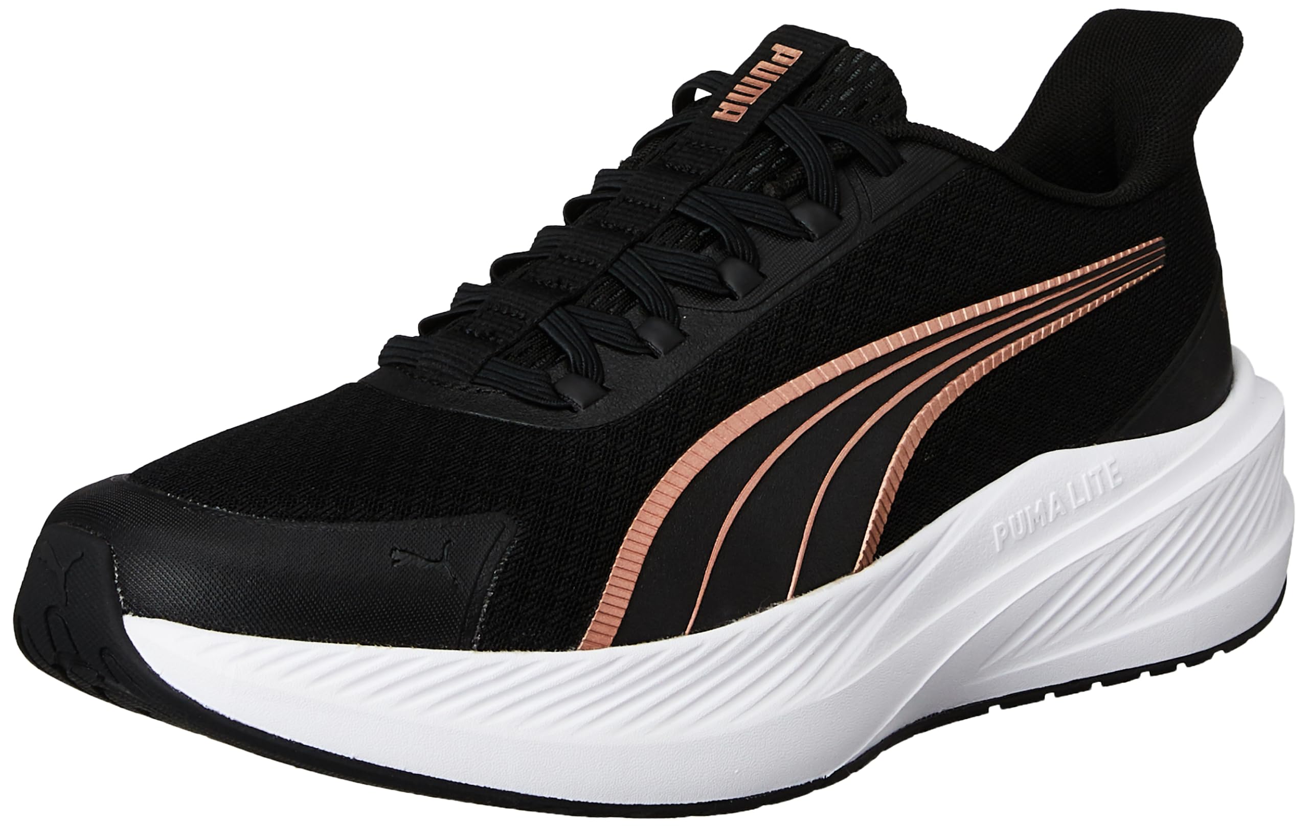 Puma Womens Black-Rose Gold-White Running Shoe
