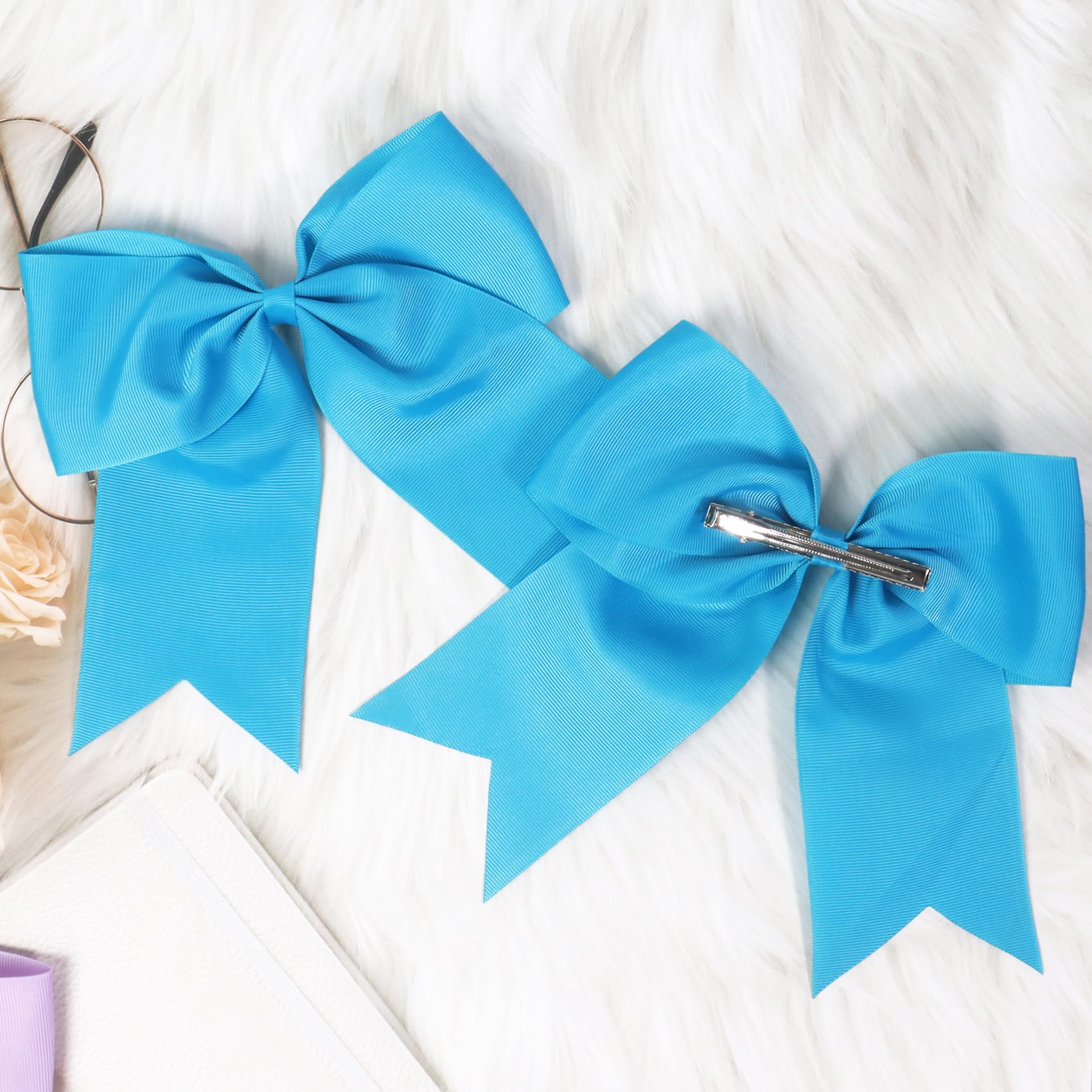 2 Pack Large Hair Bows for Women & Girls - 8 inch Lake Blue Hair Ribbon Bow Clips - Image 3