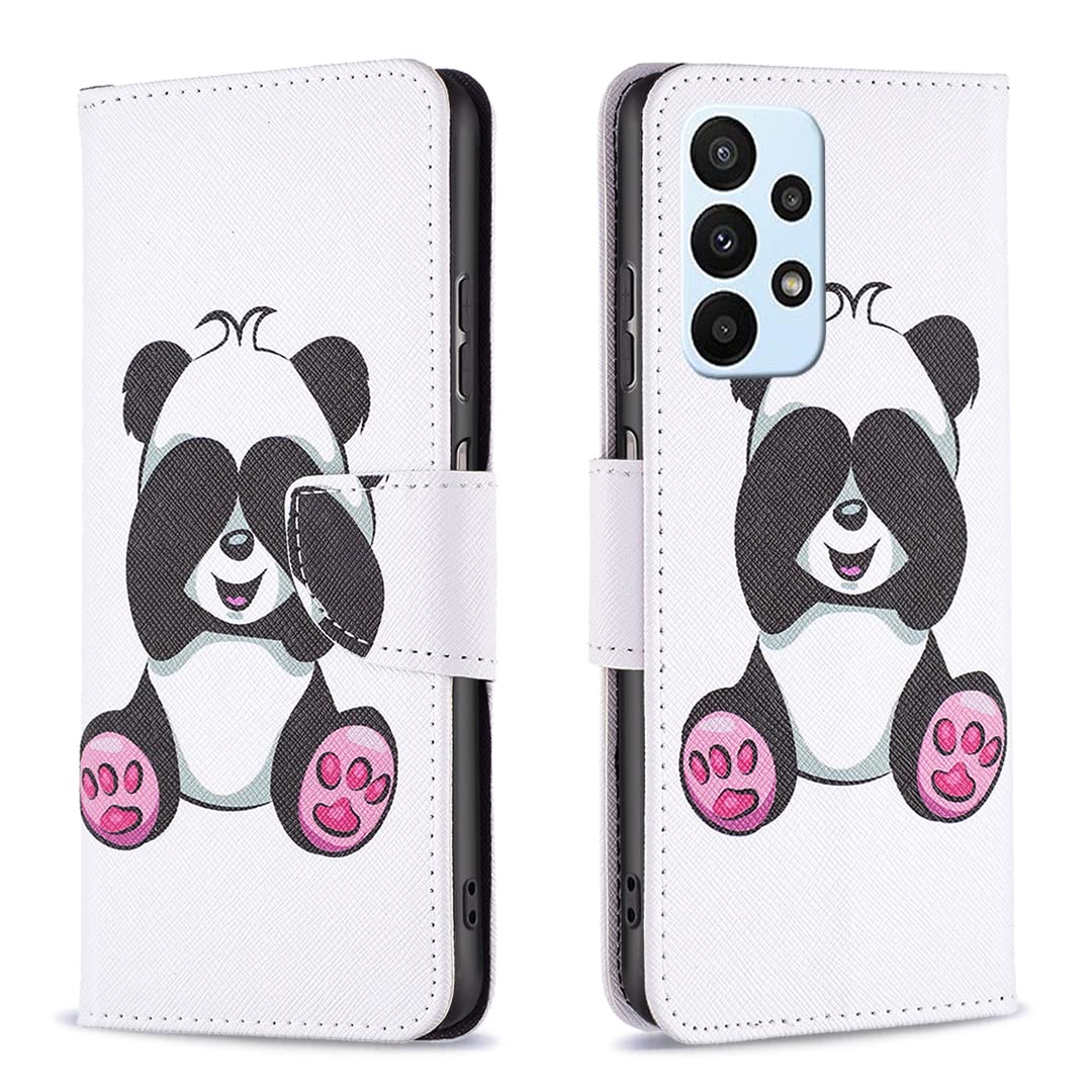 Thoankj Samsung A13 Phone Case, Samsung A04S Case Flip Shockproof PU Leather Wallet Cases with Stand Magnetic Card Holder Gel Silicone Bumper Folio Slim Cover for Galaxy A04S/A13 4G/5G Panda