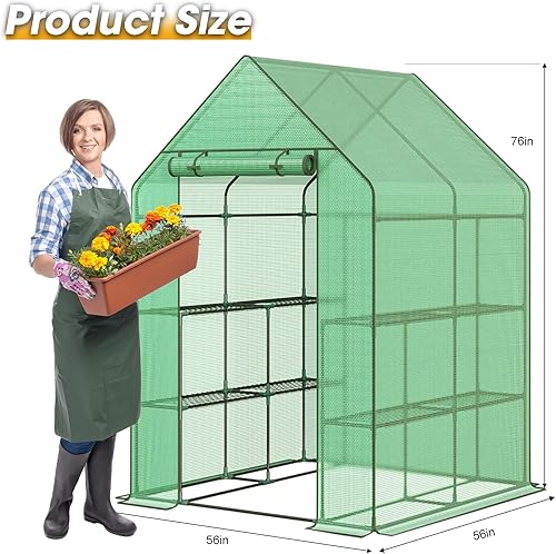 Vista 24 de Invernaderos de 12 x 7 x 7 pies para exteriores resistentes, grandes casas verdes para exteriores con 6 ventanas de malla ventilada, puerta